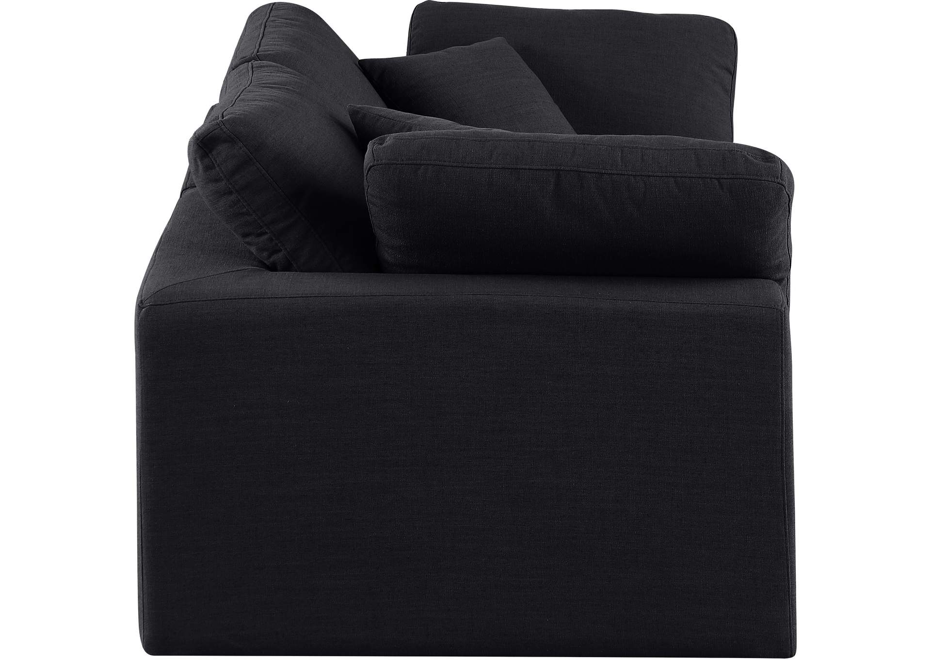 Comfy Black Linen Textured Fabric Modular Sofa,Meridian Furniture