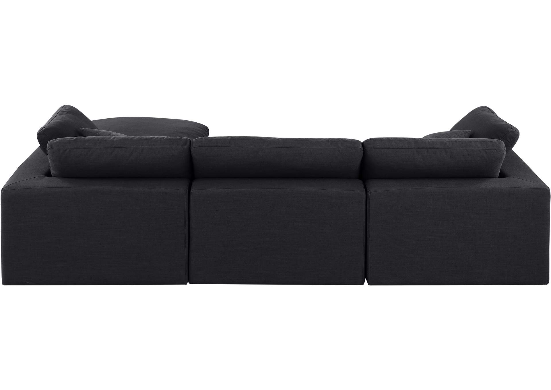 Comfy Black Linen Textured Fabric Modular Sectional,Meridian Furniture
