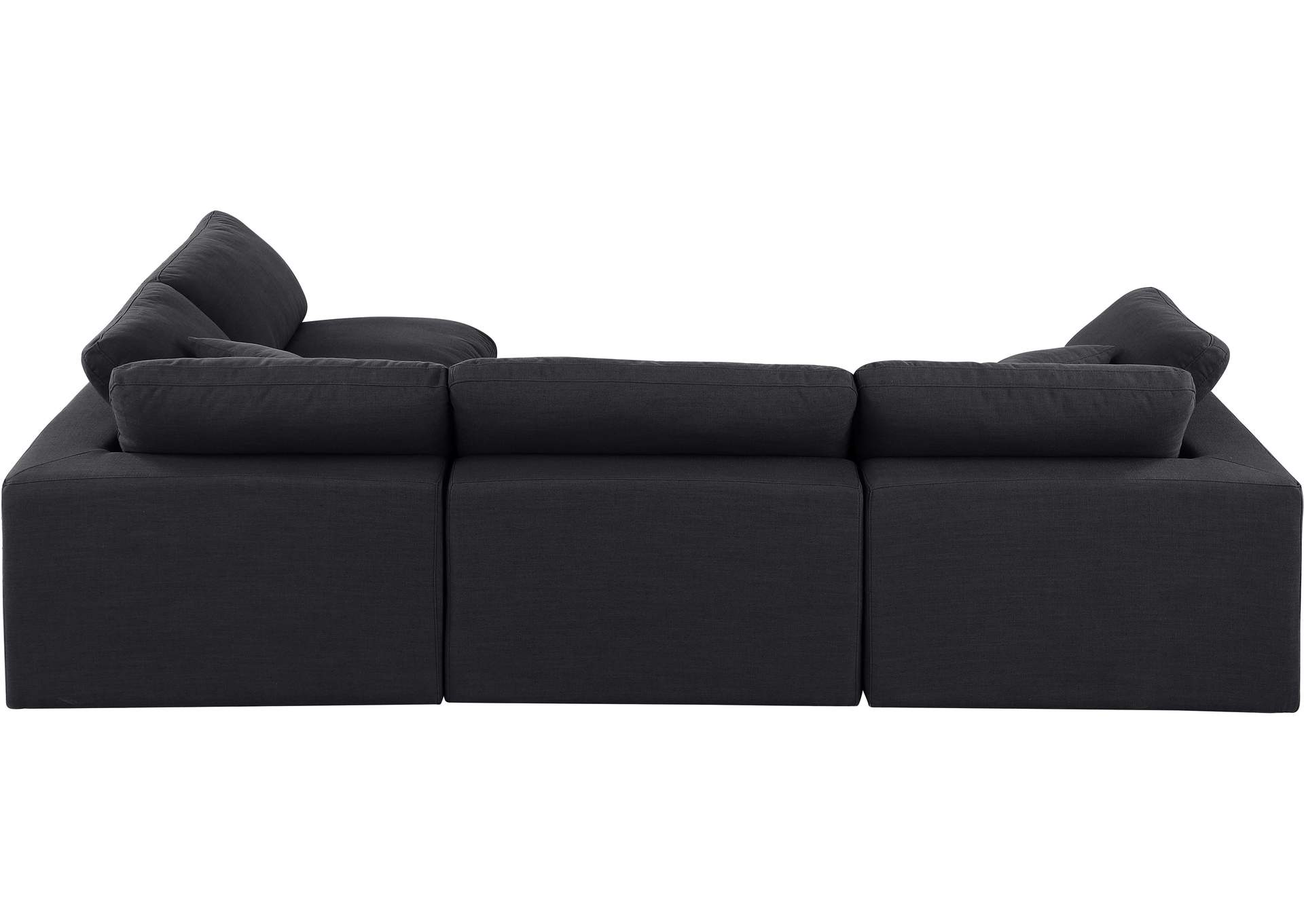 Comfy Black Linen Textured Fabric Modular Sectional,Meridian Furniture
