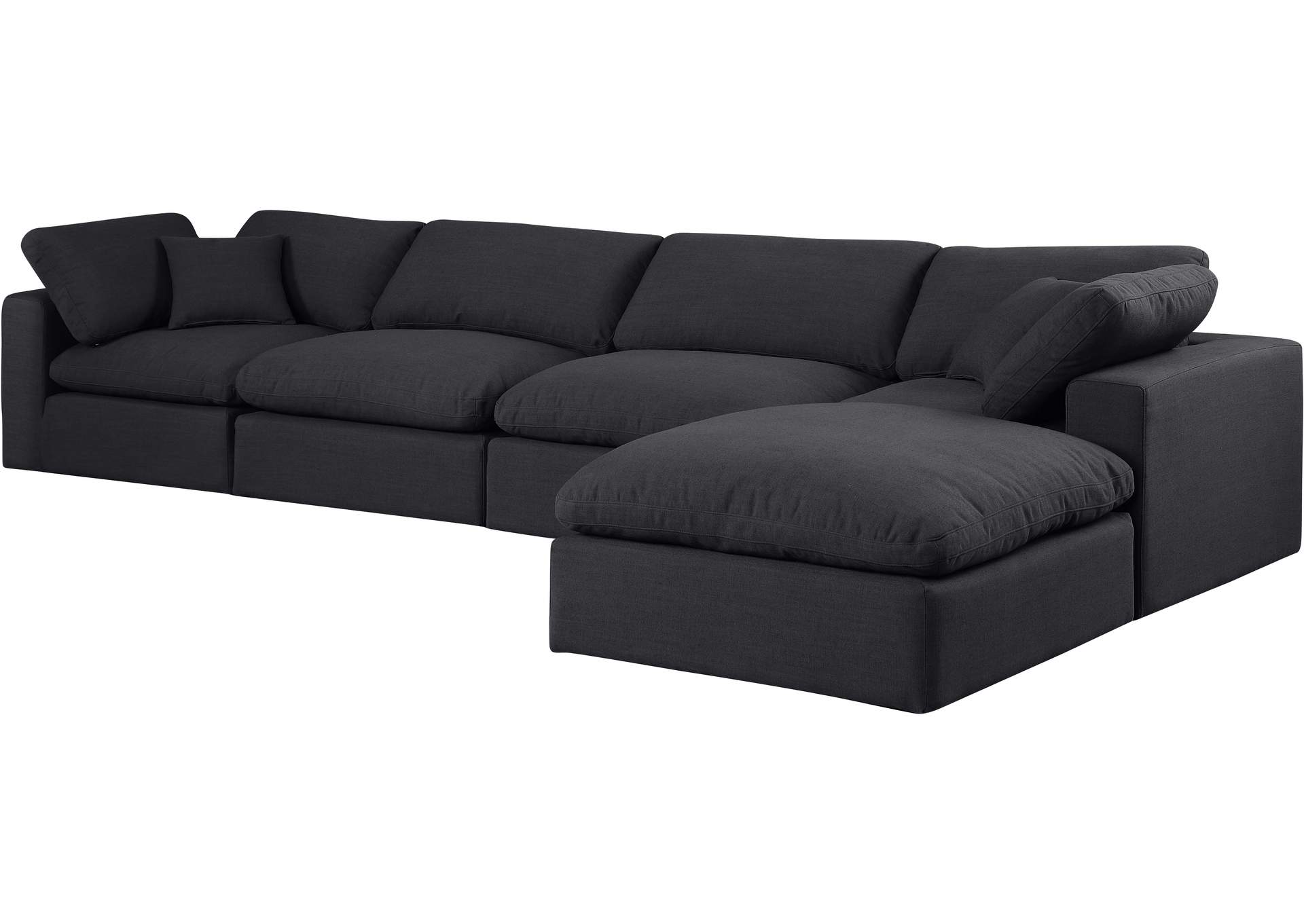 Comfy Black Linen Textured Fabric Modular Sectional,Meridian Furniture