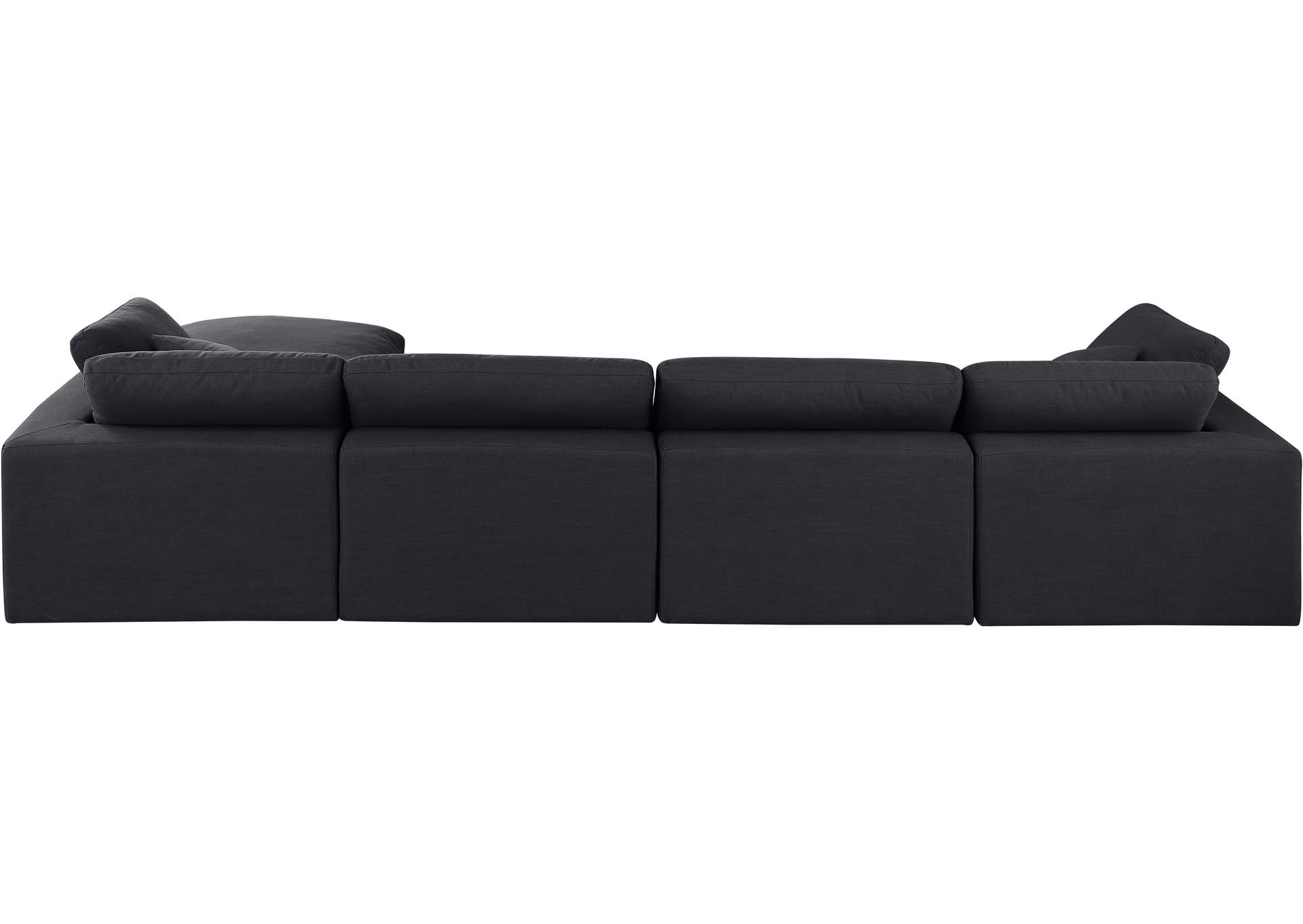 Comfy Black Linen Textured Fabric Modular Sectional,Meridian Furniture