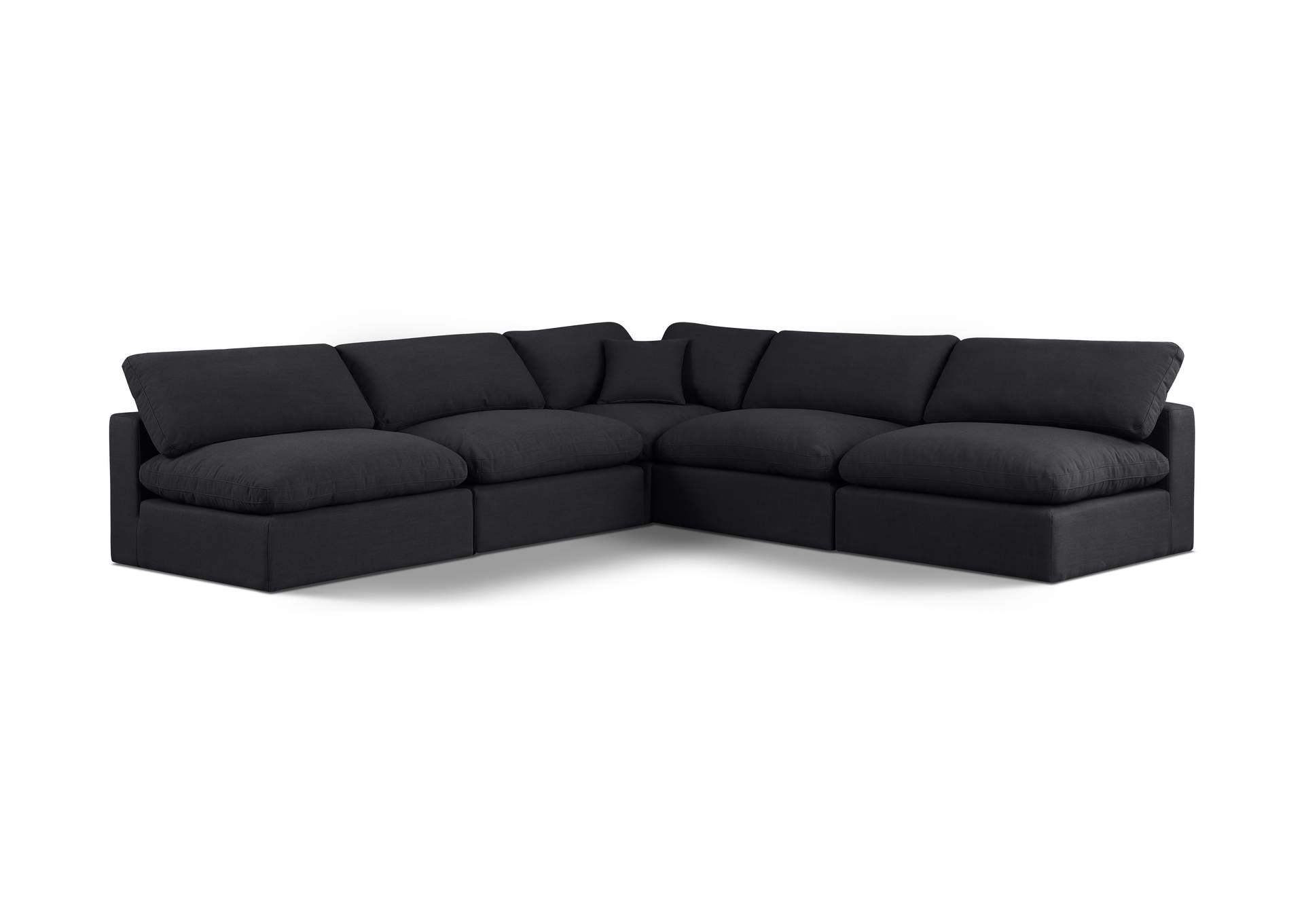 Comfy Black Linen Textured Fabric Modular Sectional,Meridian Furniture
