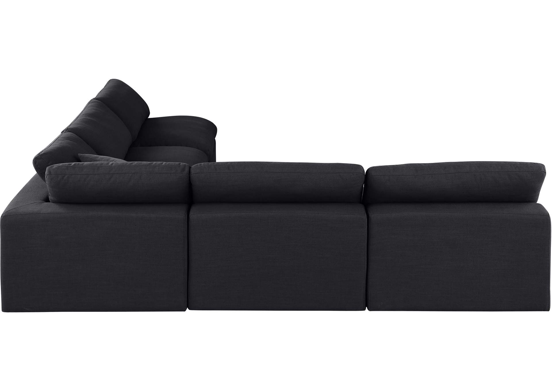 Comfy Black Linen Textured Fabric Modular Sectional,Meridian Furniture