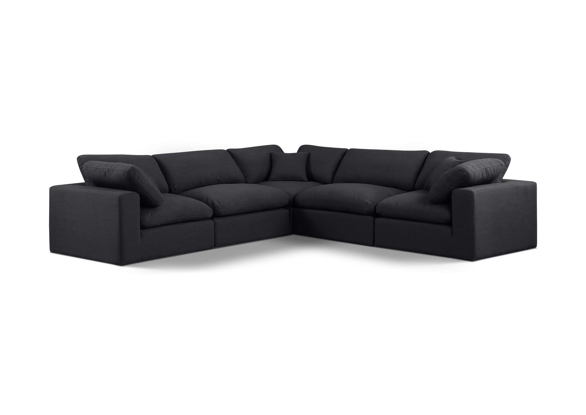 Comfy Black Linen Textured Fabric Modular Sectional,Meridian Furniture