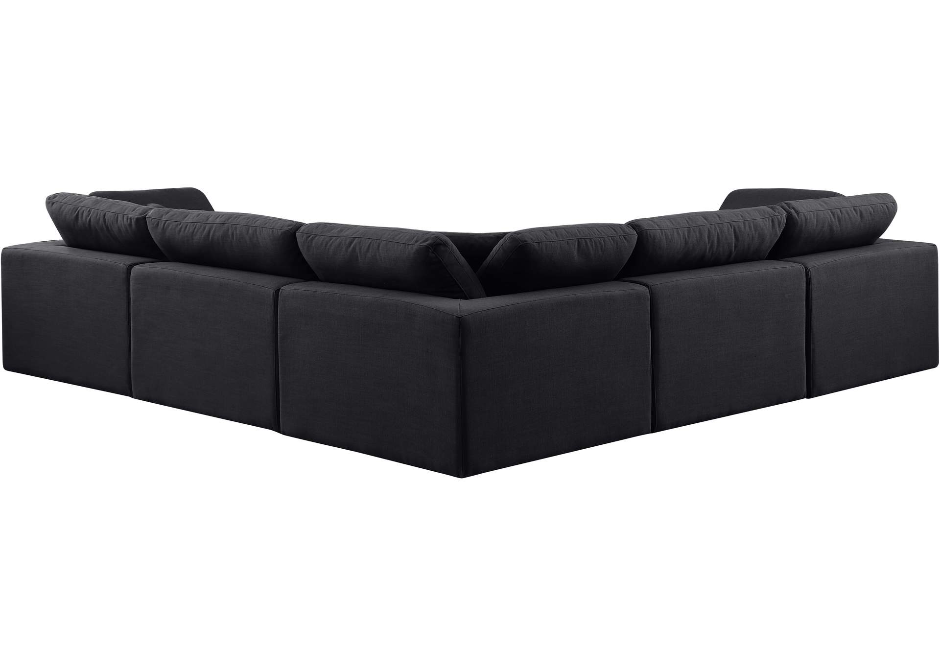 Comfy Black Linen Textured Fabric Modular Sectional,Meridian Furniture