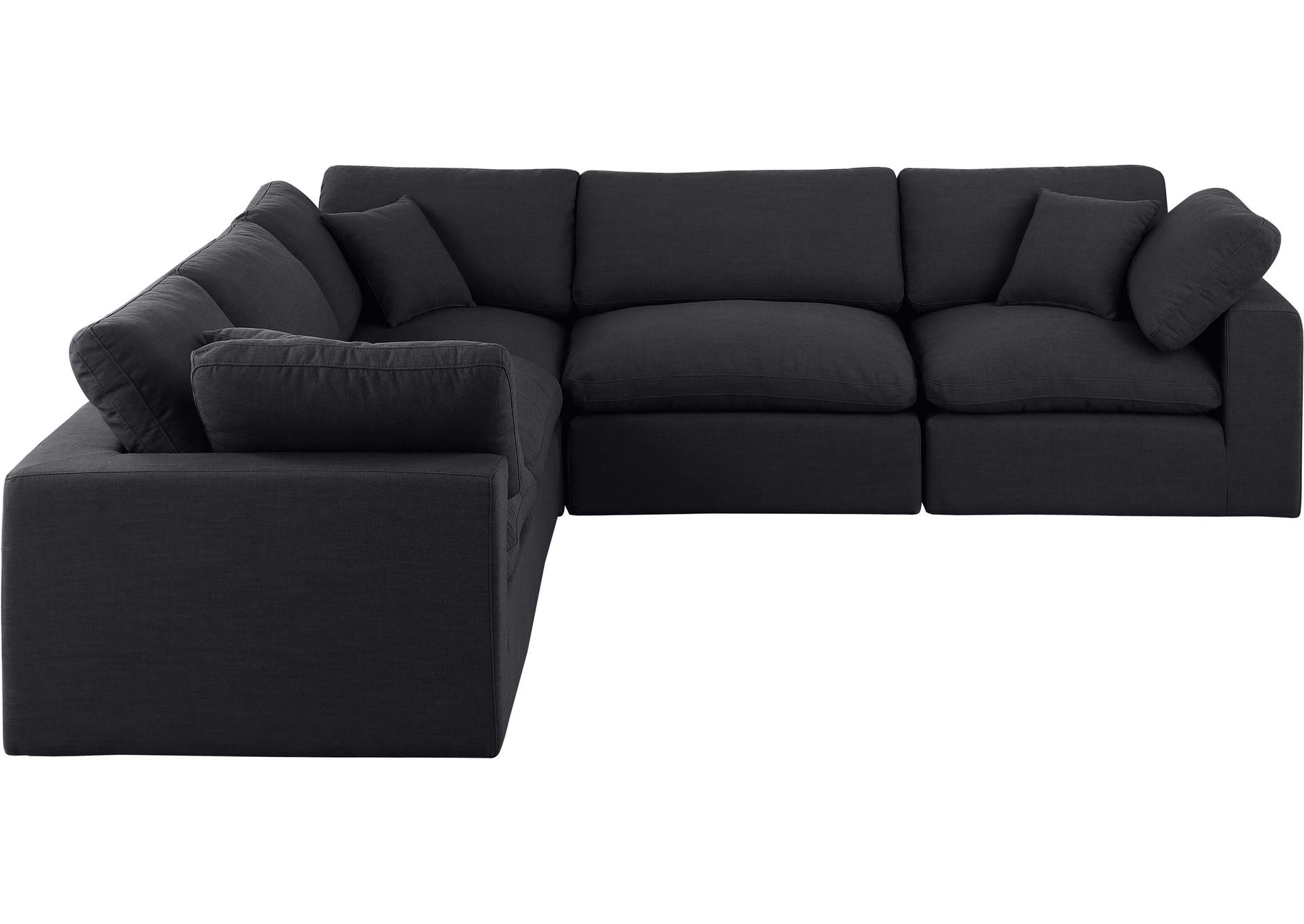 Comfy Black Linen Textured Fabric Modular Sectional,Meridian Furniture