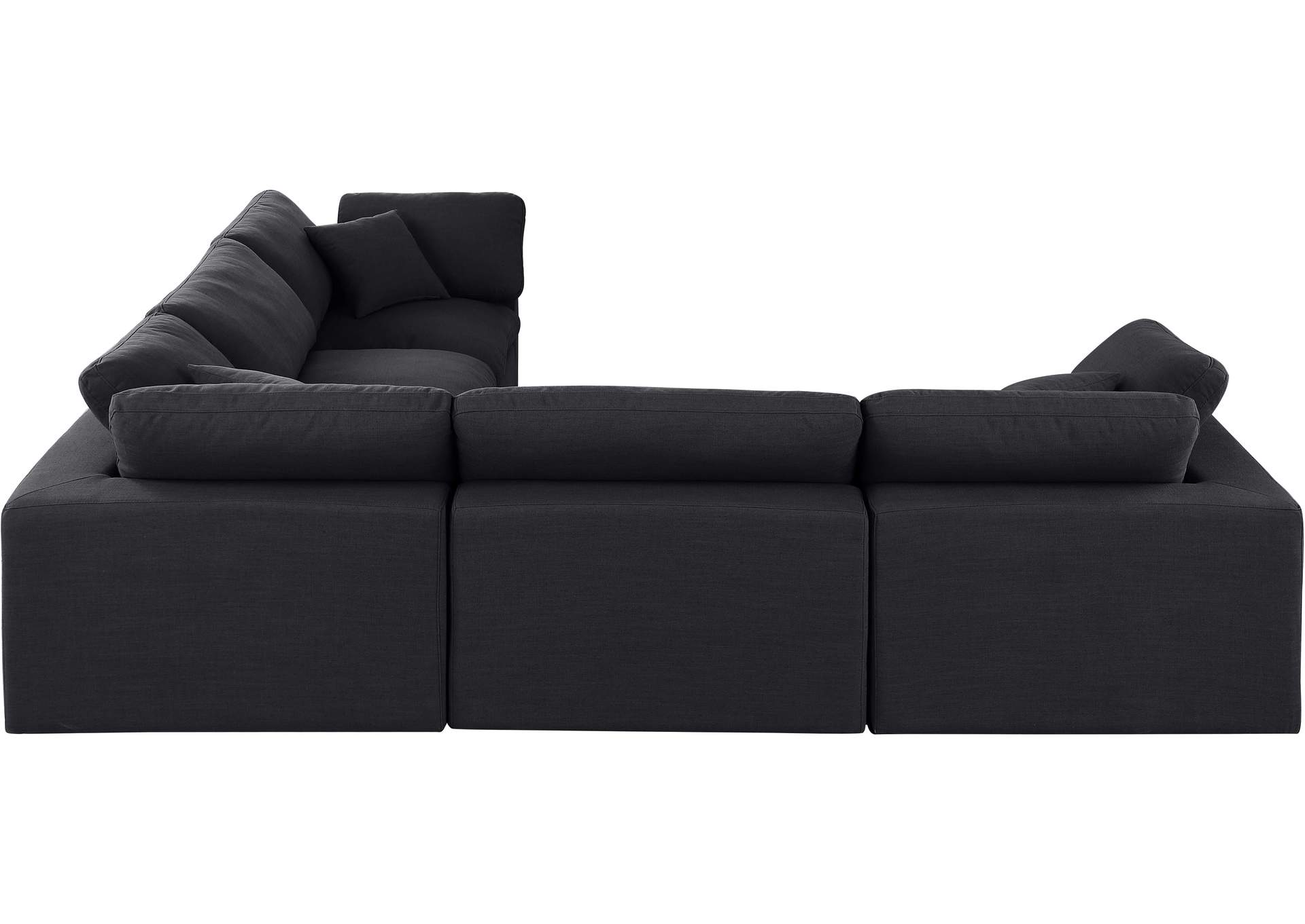 Comfy Black Linen Textured Fabric Modular Sectional,Meridian Furniture