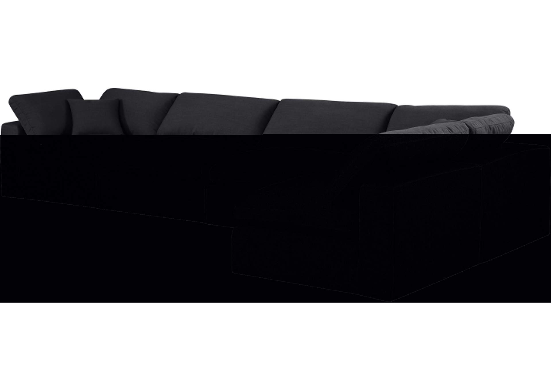 Comfy Black Linen Textured Fabric Modular Sectional,Meridian Furniture