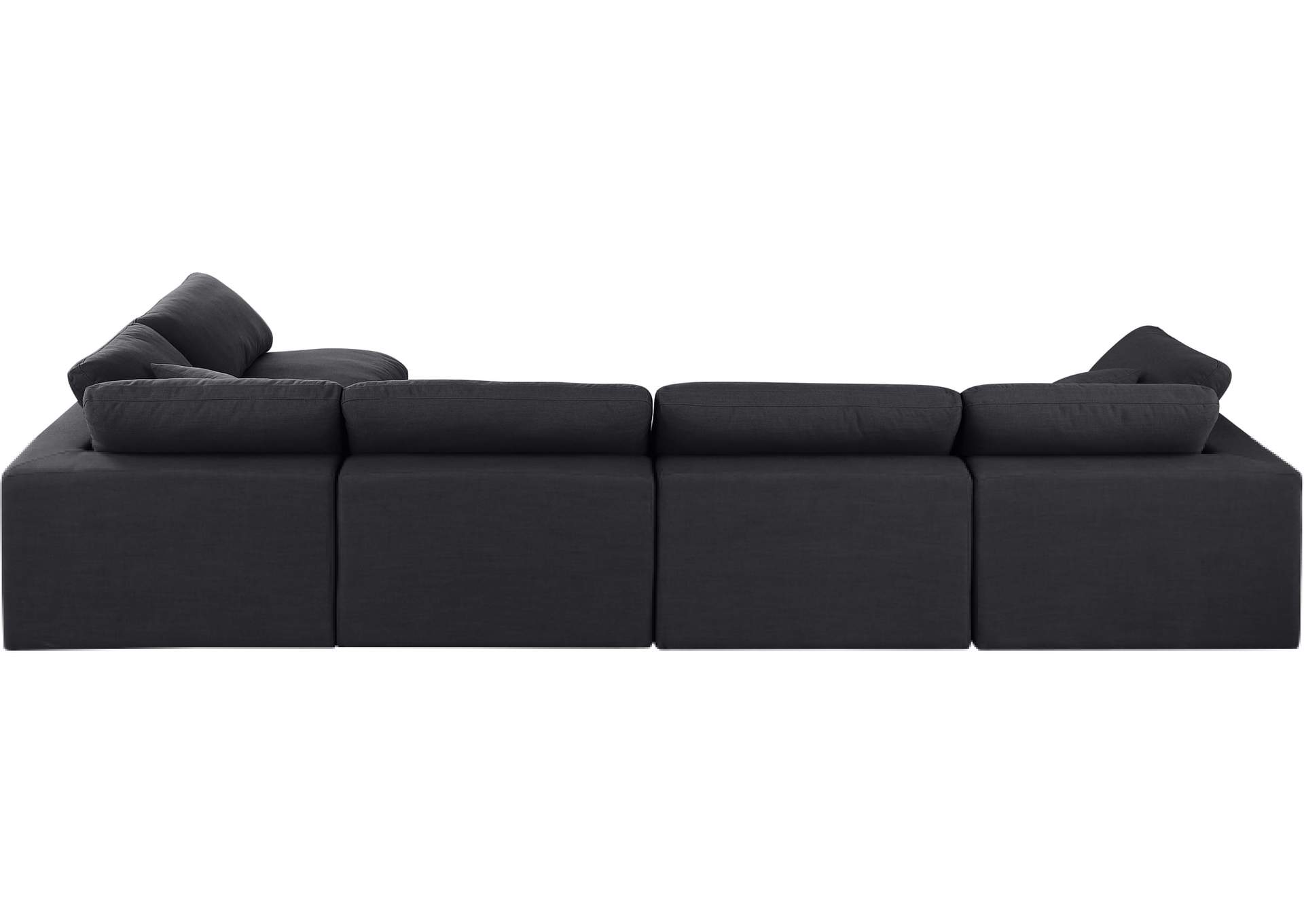 Comfy Black Linen Textured Fabric Modular Sectional,Meridian Furniture