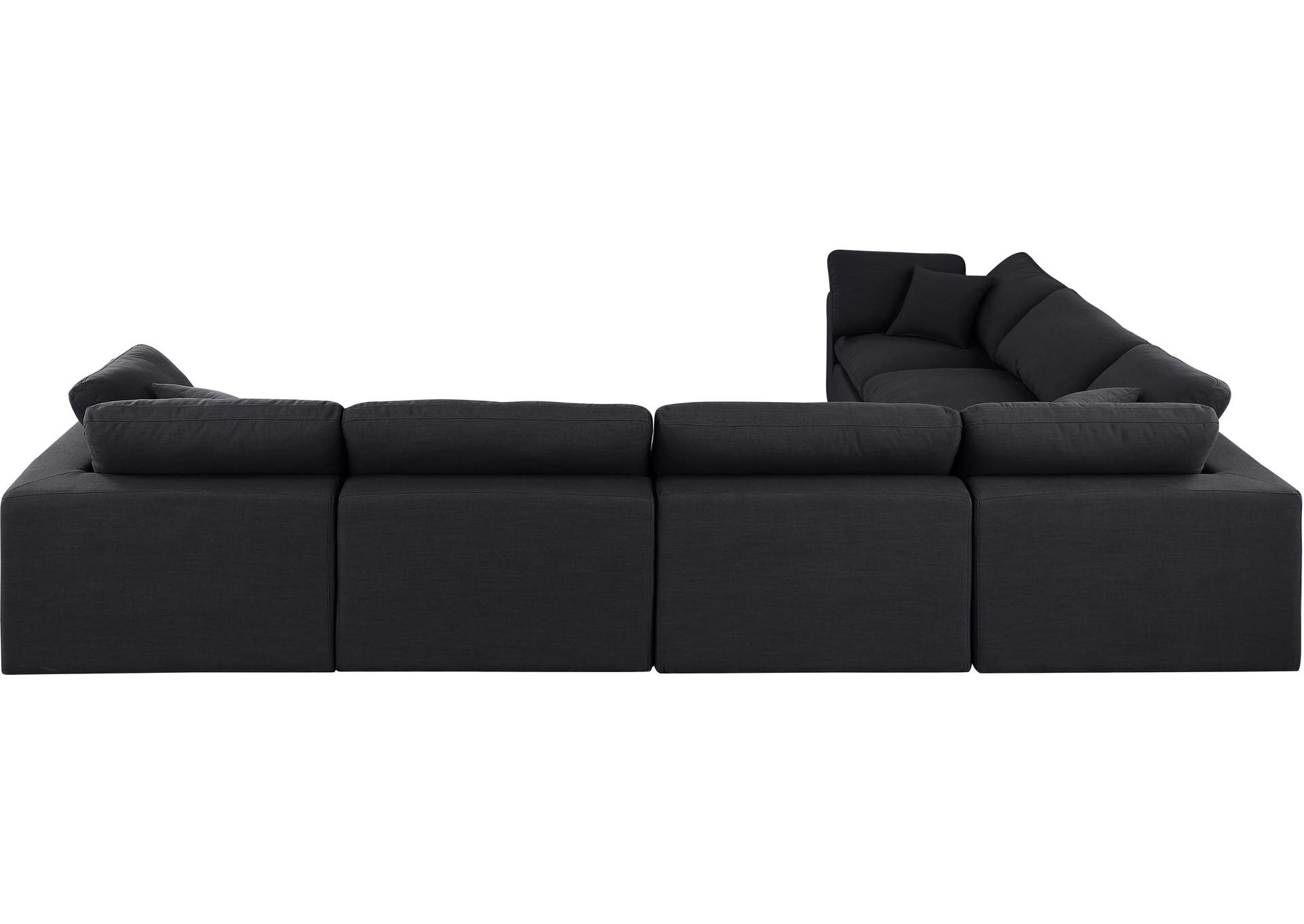 Comfy Black Linen Textured Fabric Modular Sectional,Meridian Furniture