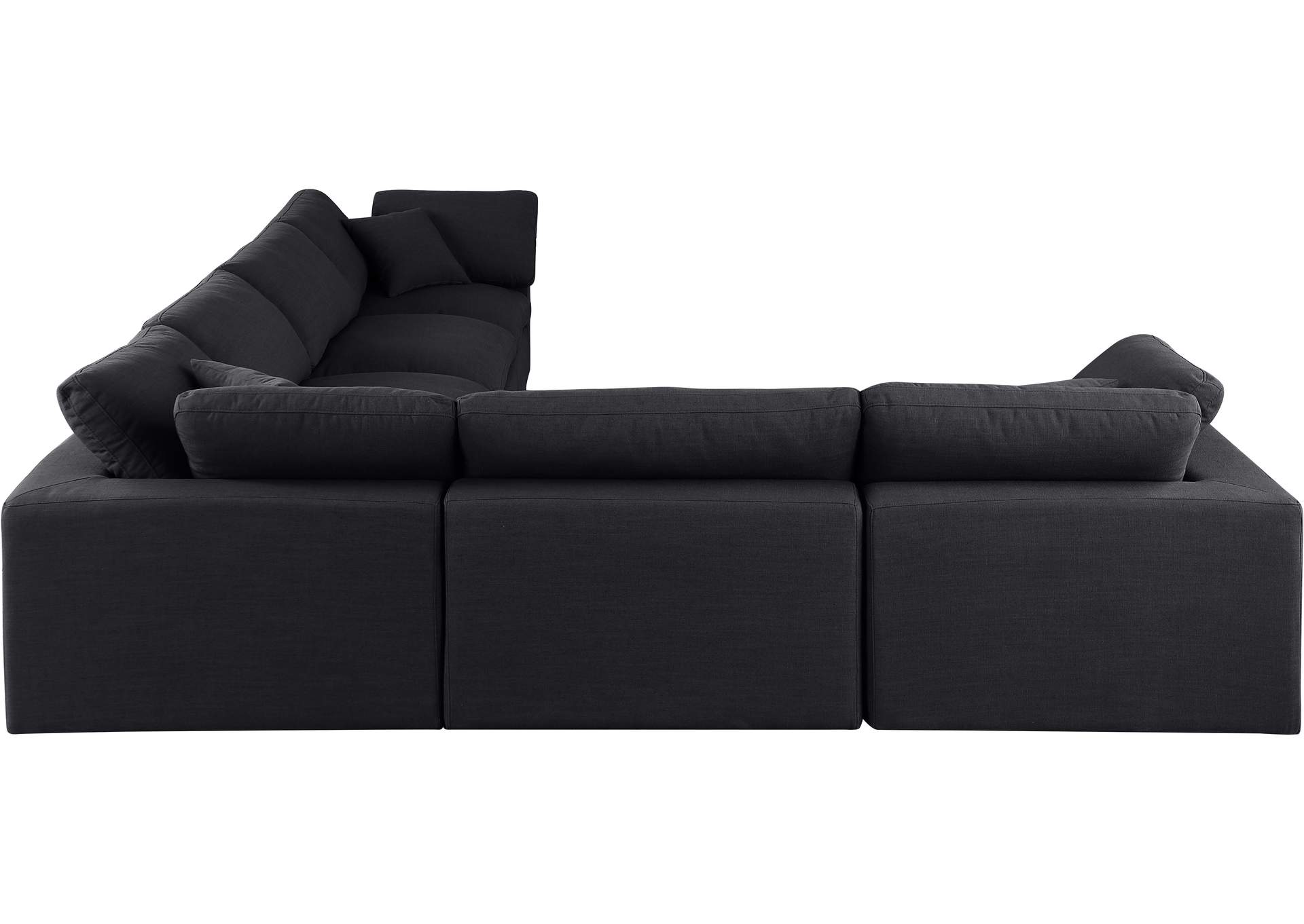 Comfy Black Linen Textured Fabric Modular Sectional,Meridian Furniture