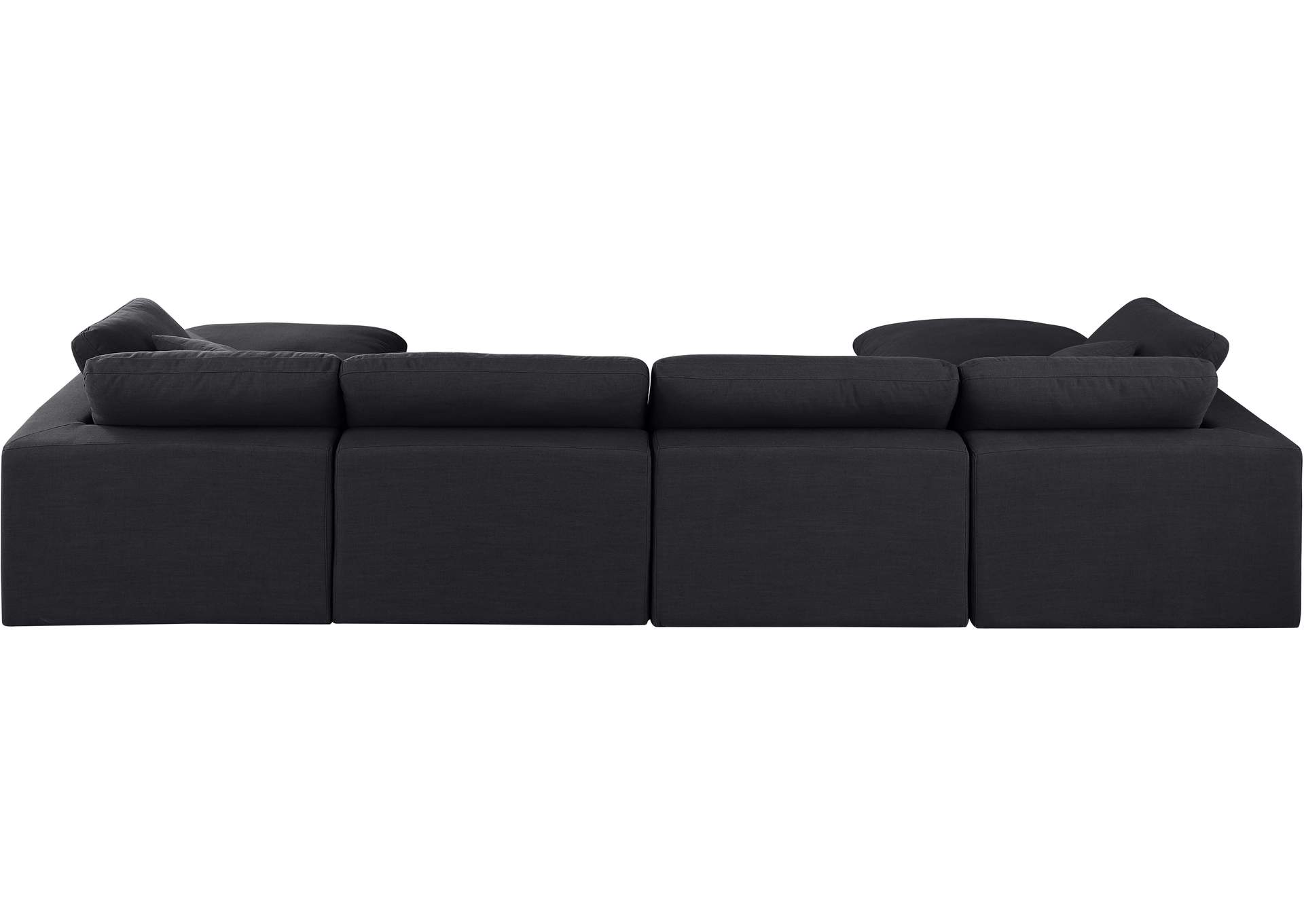 Comfy Black Linen Textured Fabric Modular Sectional,Meridian Furniture