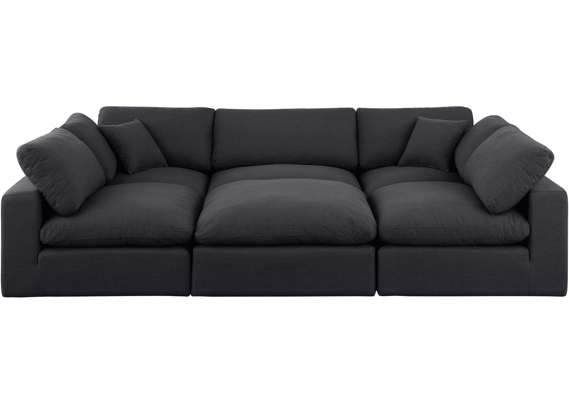 Comfy Black Linen Textured Fabric Modular Sectional,Meridian Furniture