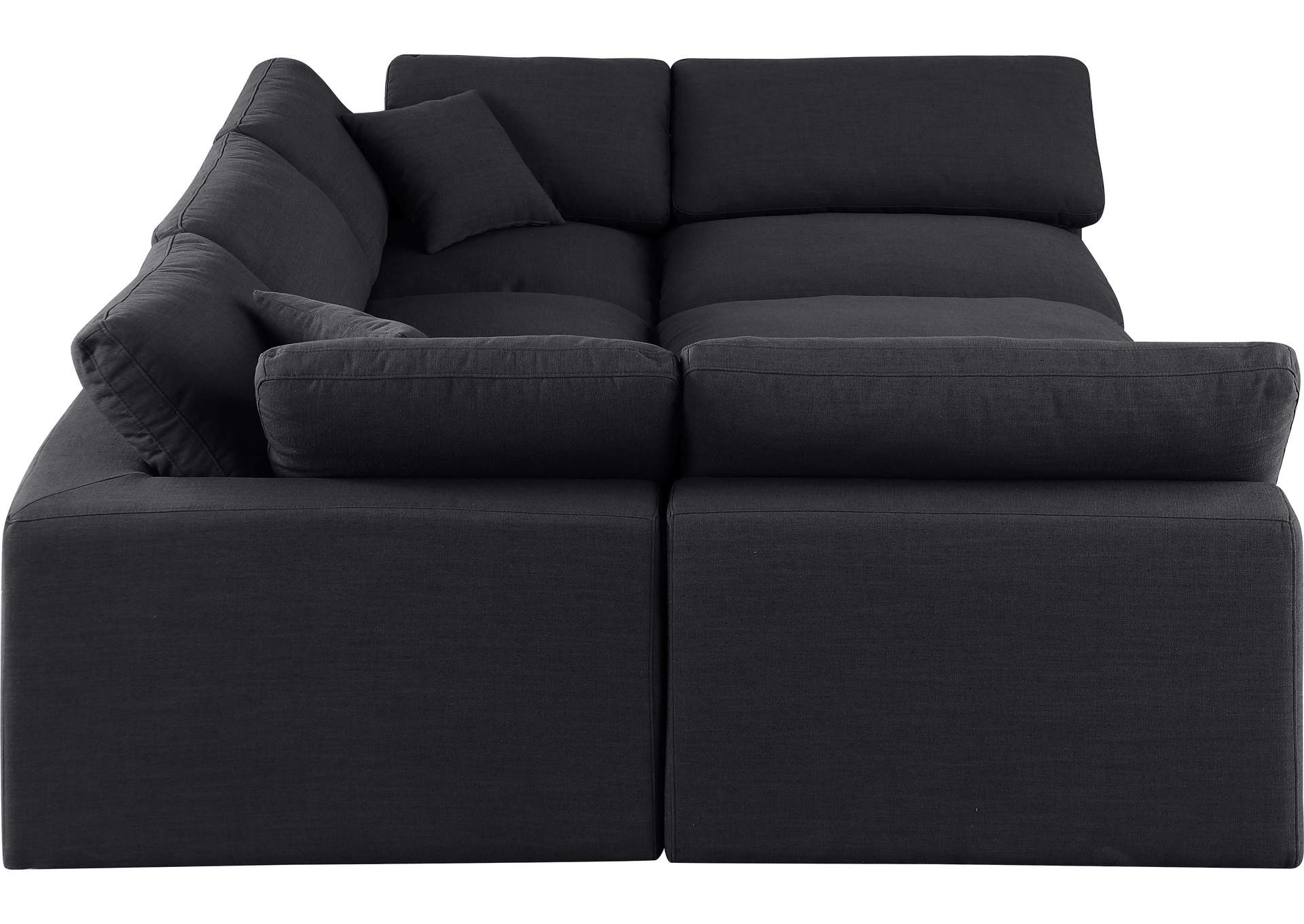 Comfy Black Linen Textured Fabric Modular Sectional,Meridian Furniture