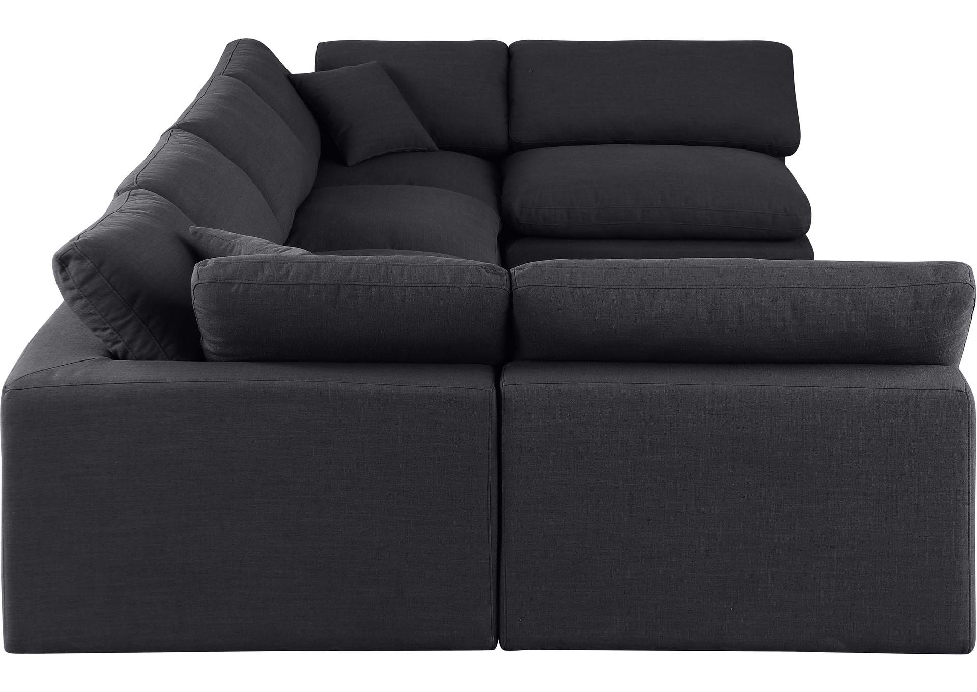 Comfy Black Linen Textured Fabric Modular Sectional,Meridian Furniture