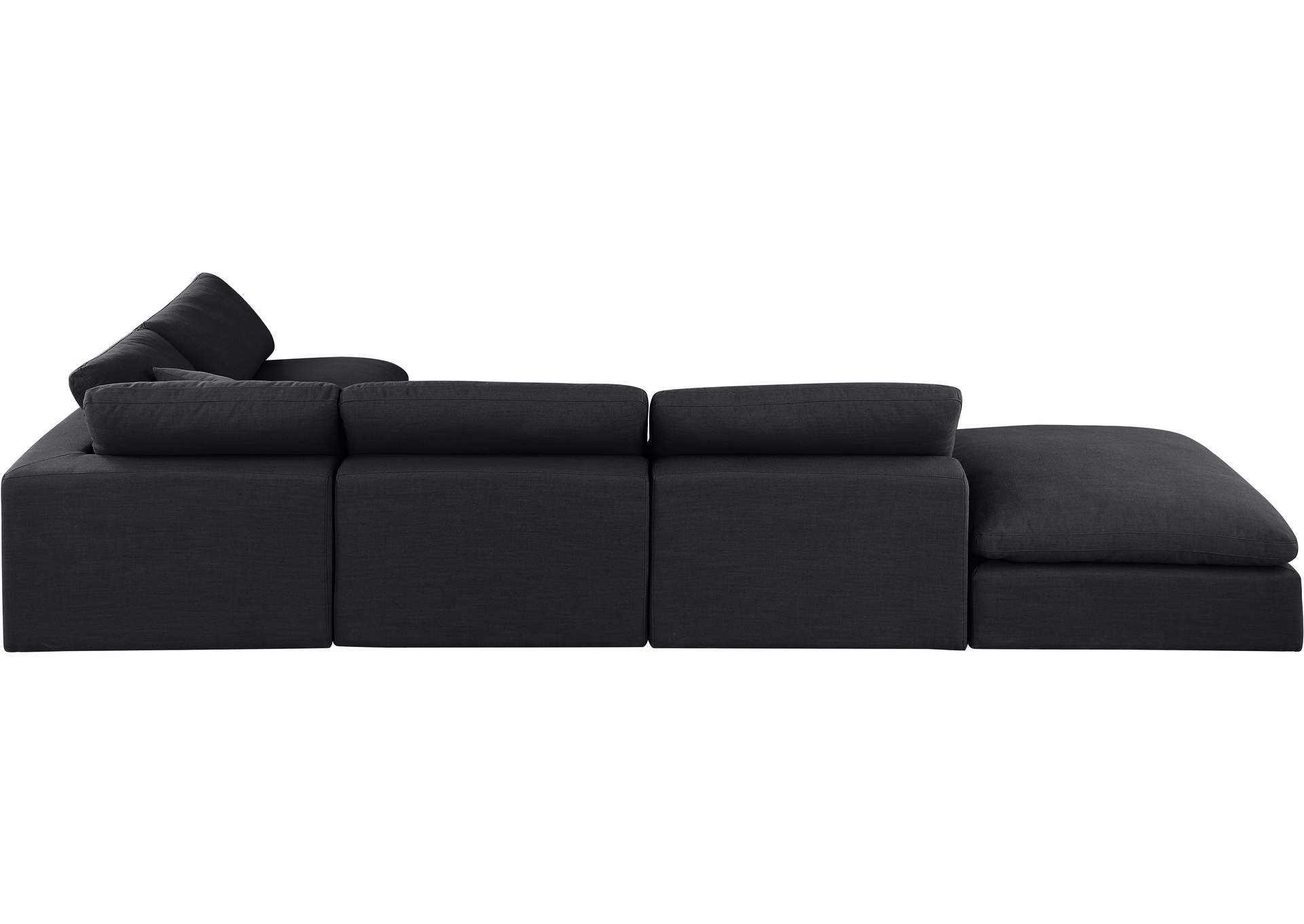 Comfy Black Linen Textured Fabric Modular Sectional,Meridian Furniture