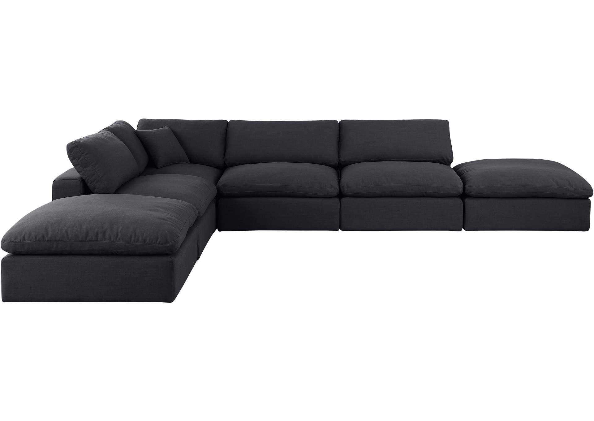 Comfy Black Linen Textured Fabric Modular Sectional,Meridian Furniture
