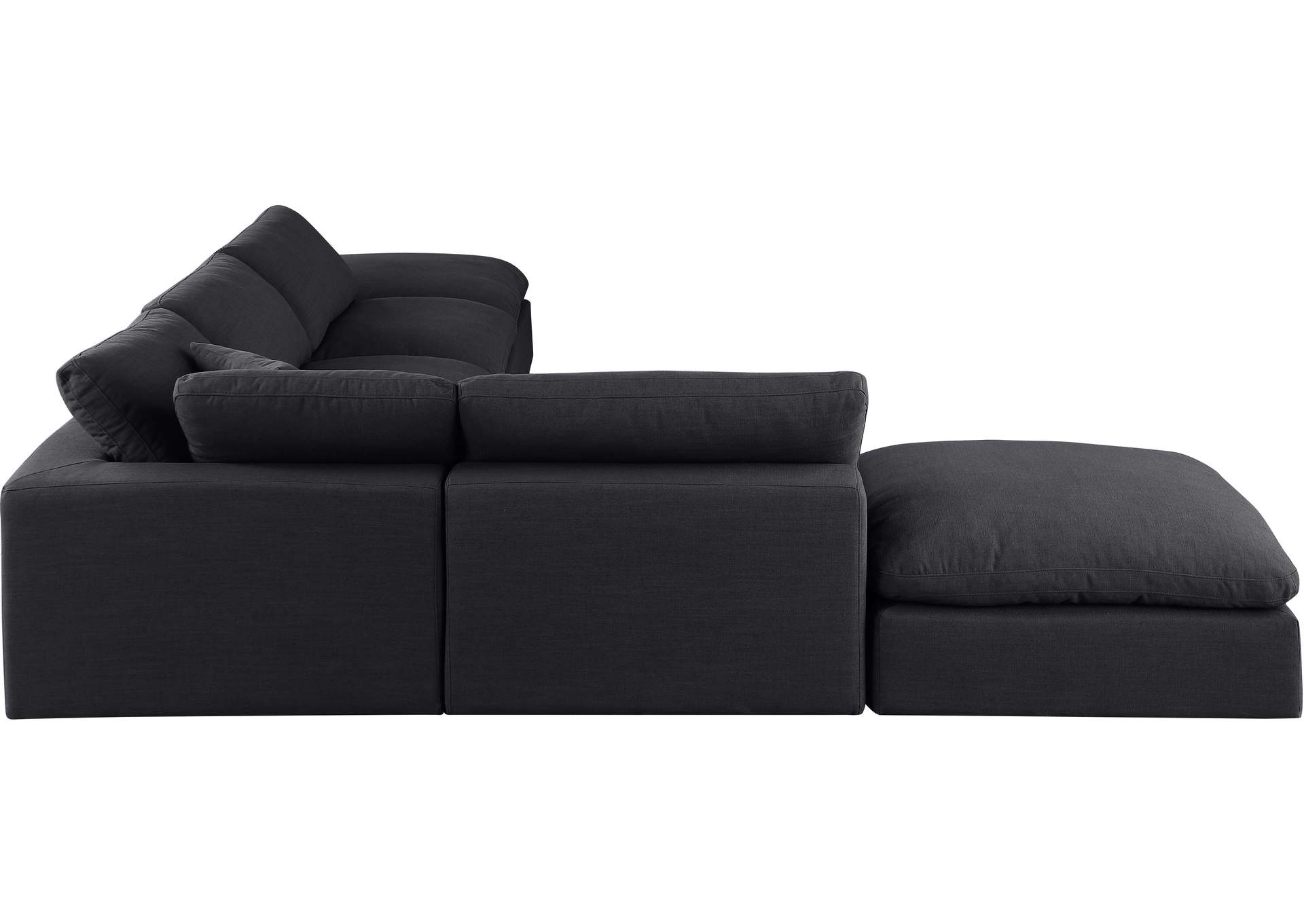 Comfy Black Linen Textured Fabric Modular Sectional,Meridian Furniture