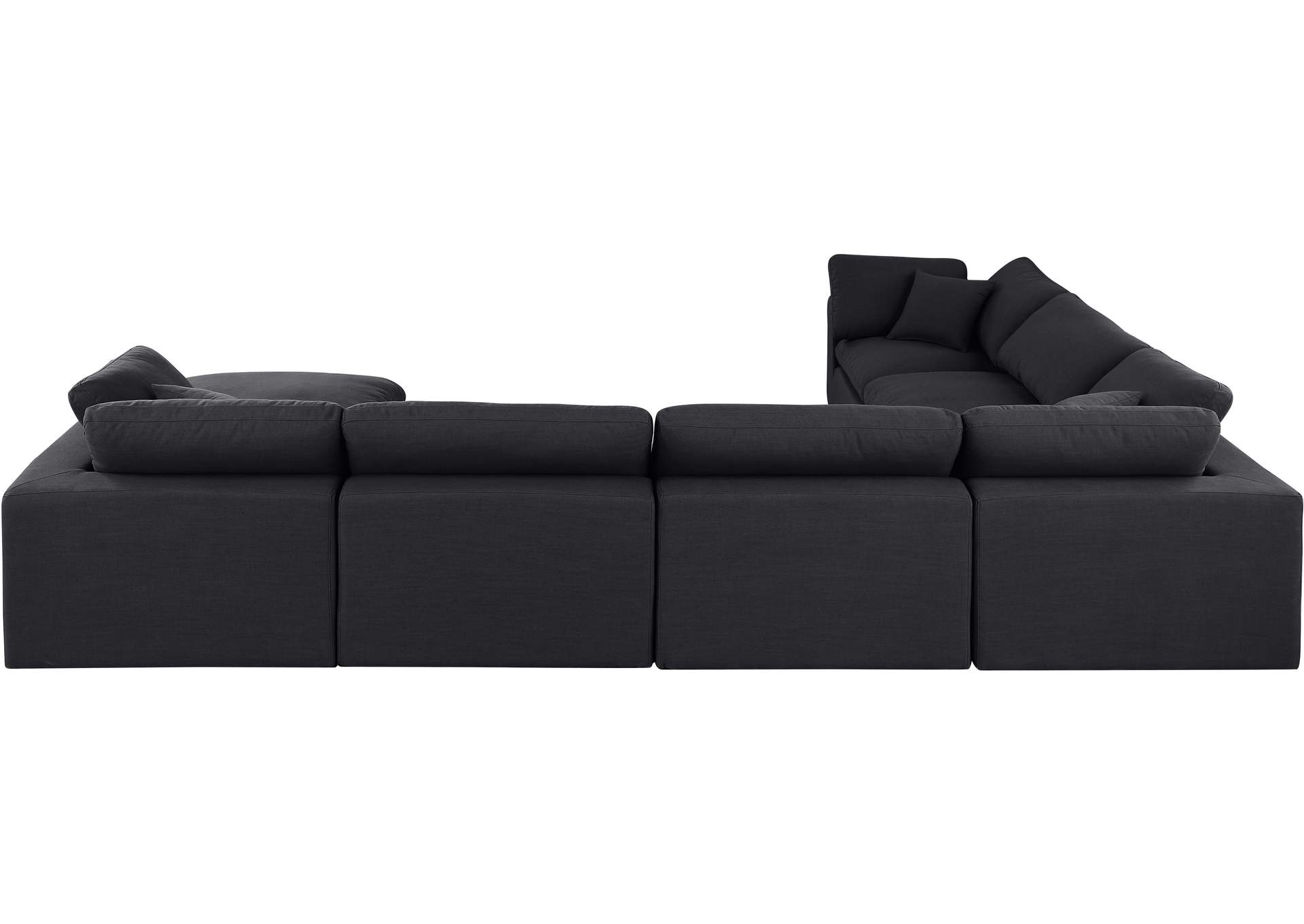 Comfy Black Linen Textured Fabric Modular Sectional,Meridian Furniture