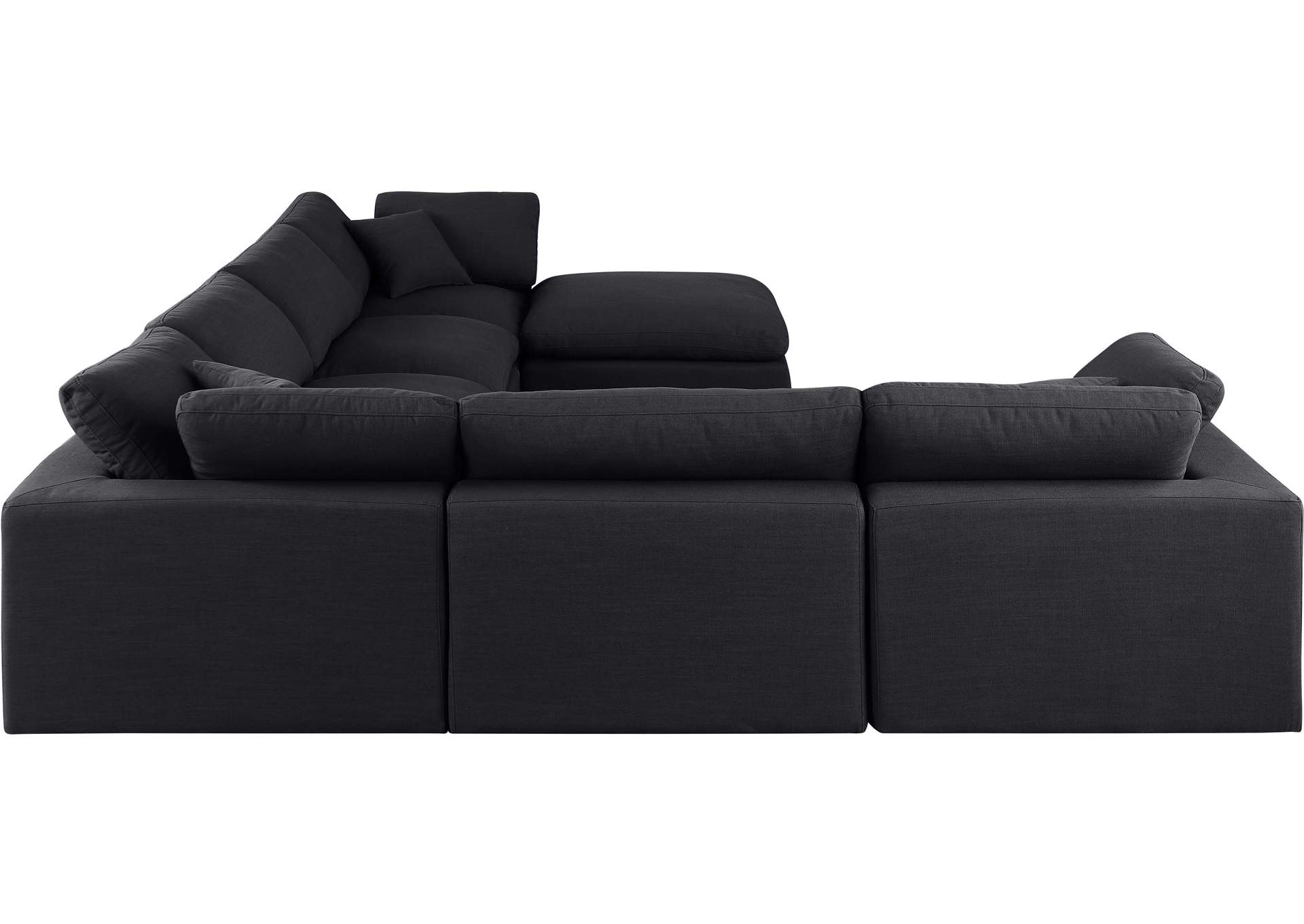 Comfy Black Linen Textured Fabric Modular Sectional,Meridian Furniture