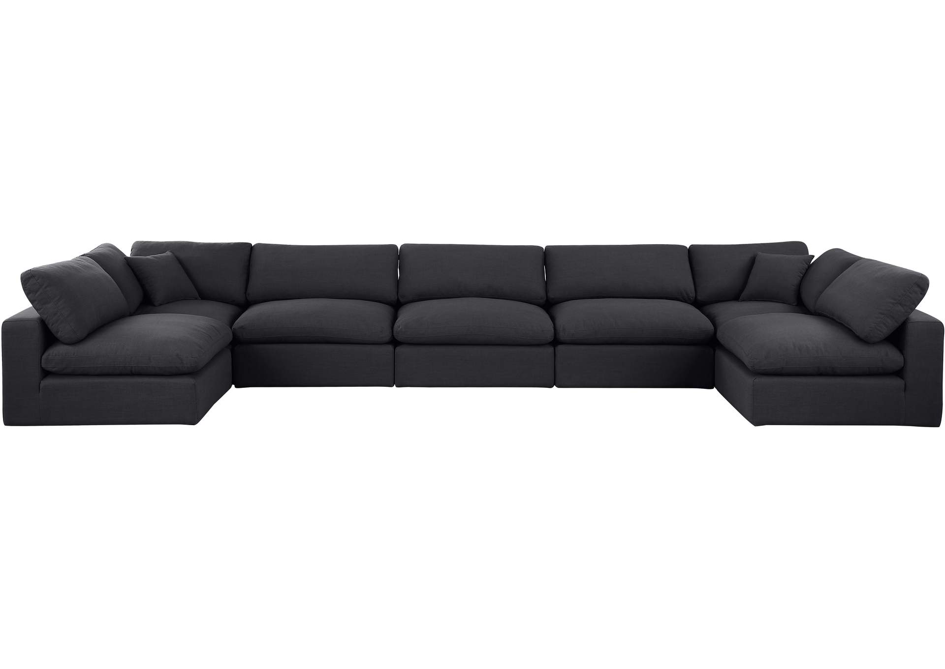 Comfy Black Linen Textured Fabric Modular Sectional,Meridian Furniture