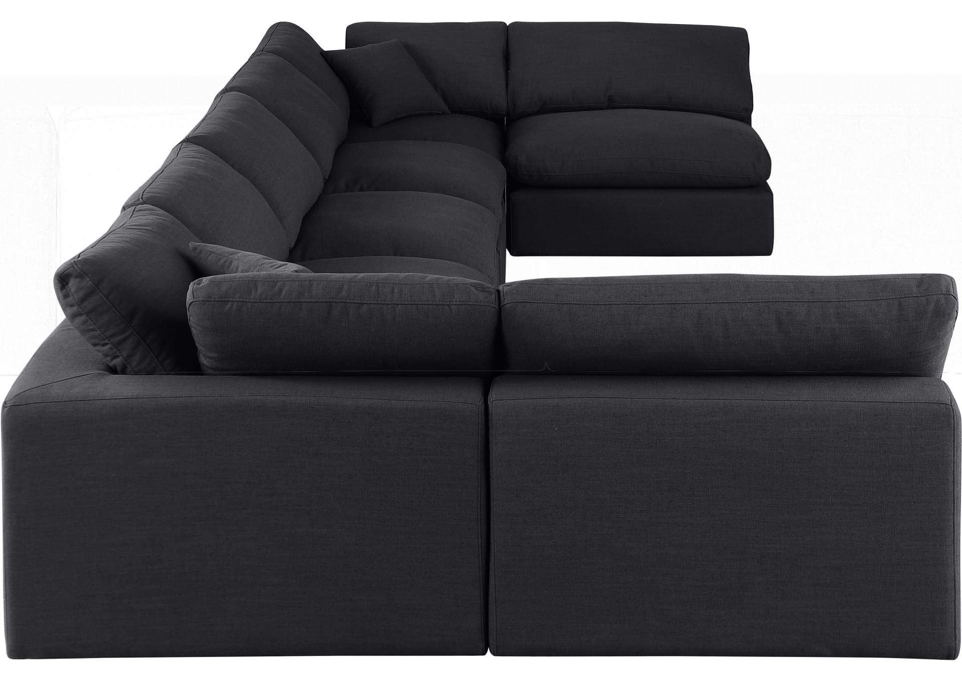 Comfy Black Linen Textured Fabric Modular Sectional,Meridian Furniture