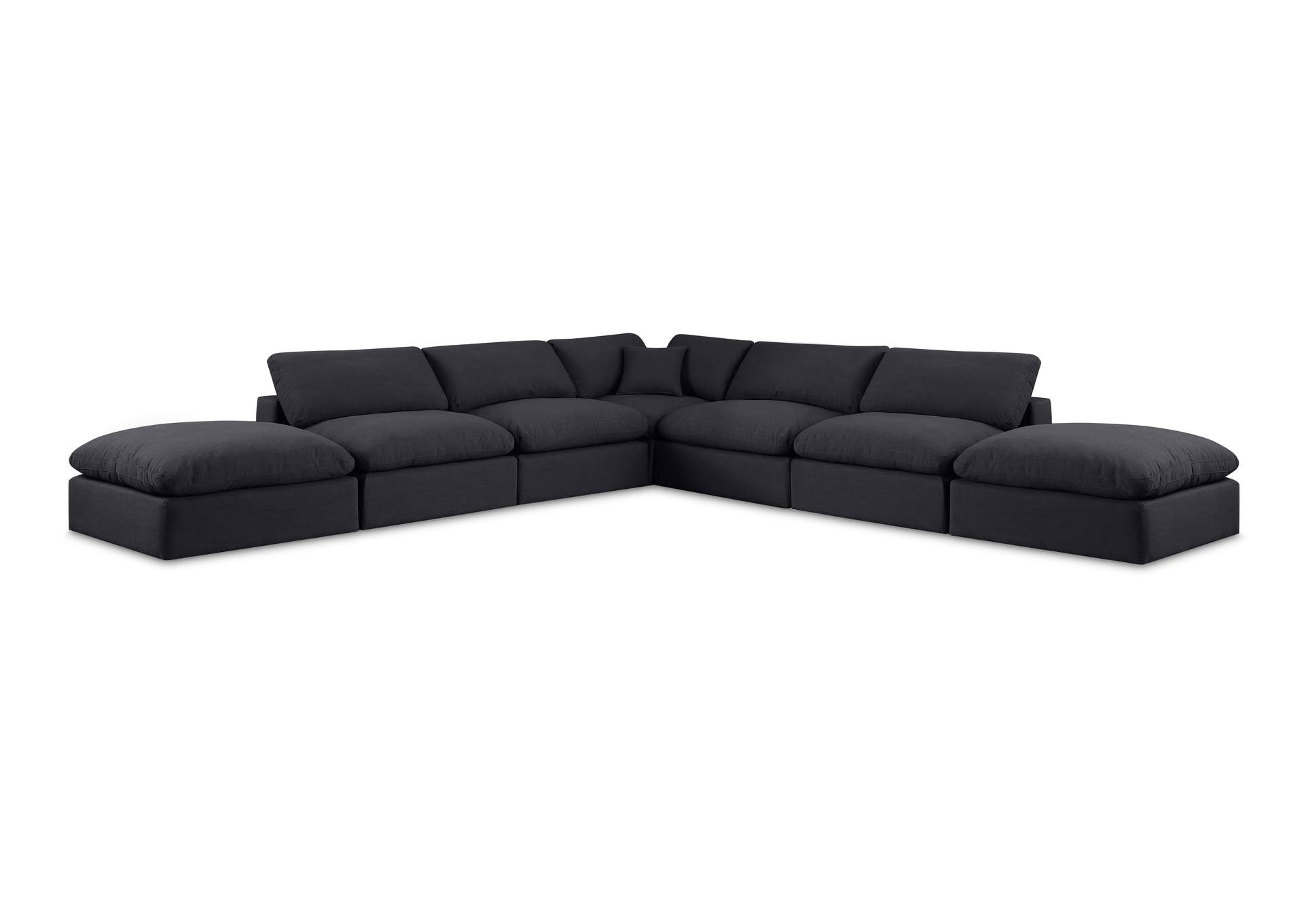 Comfy Black Linen Textured Fabric Modular Sectional,Meridian Furniture