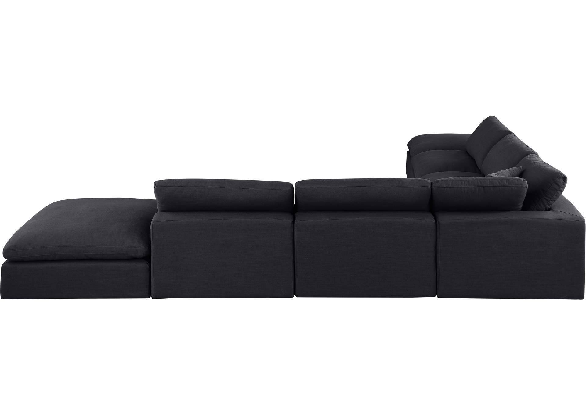 Comfy Black Linen Textured Fabric Modular Sectional,Meridian Furniture