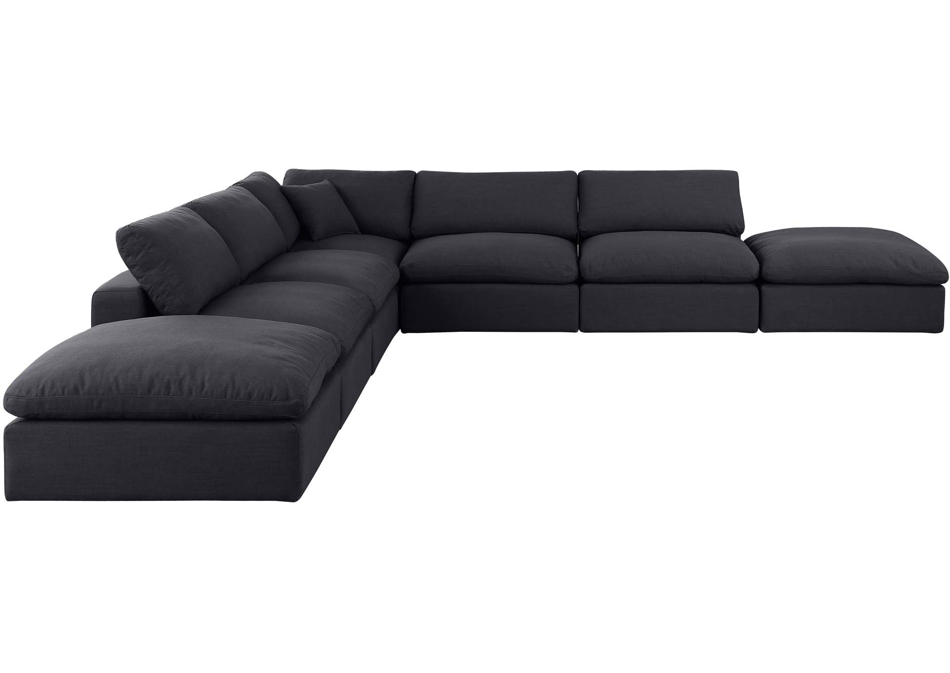 Comfy Black Linen Textured Fabric Modular Sectional,Meridian Furniture