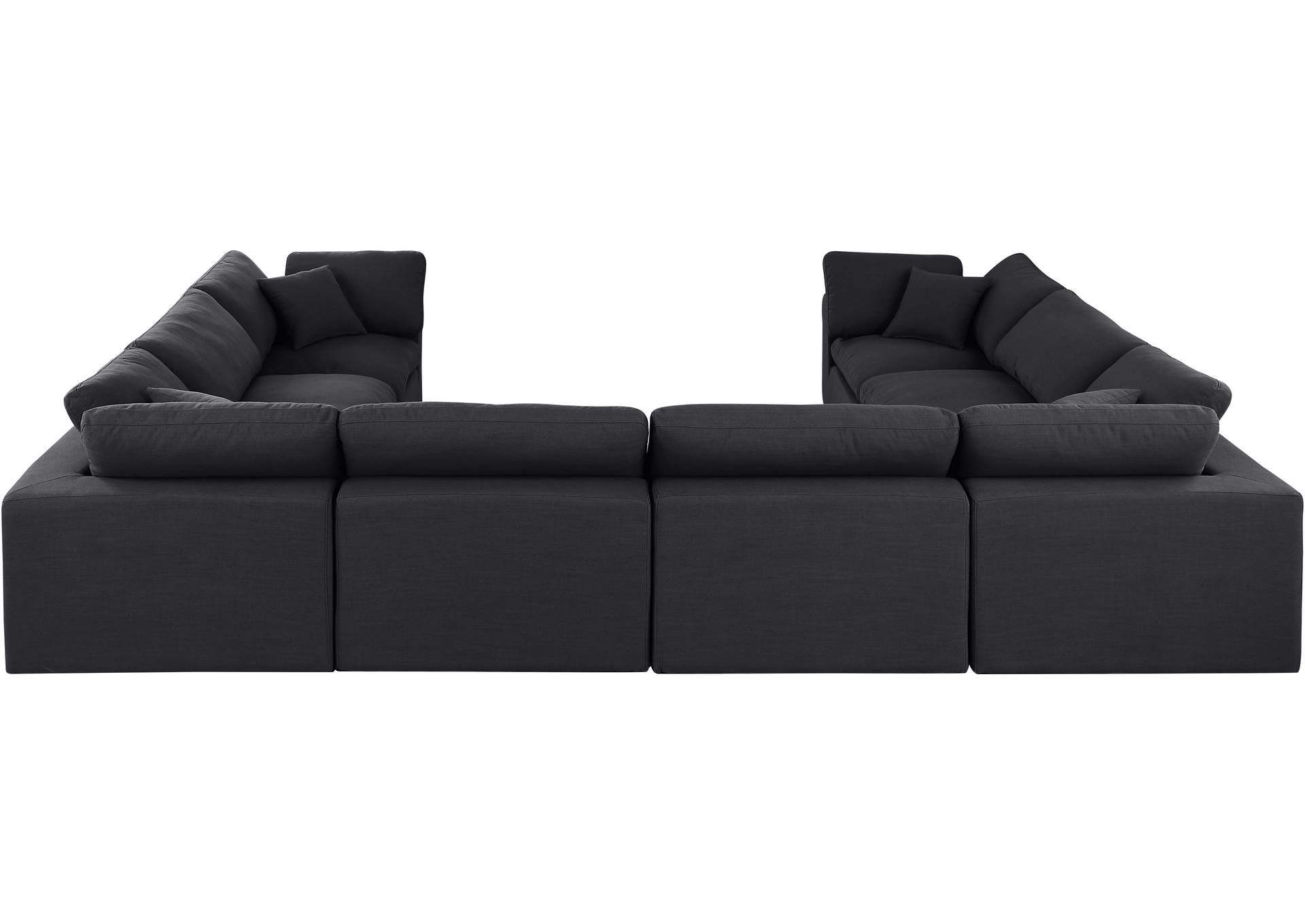 Comfy Black Linen Textured Fabric Modular Sectional,Meridian Furniture
