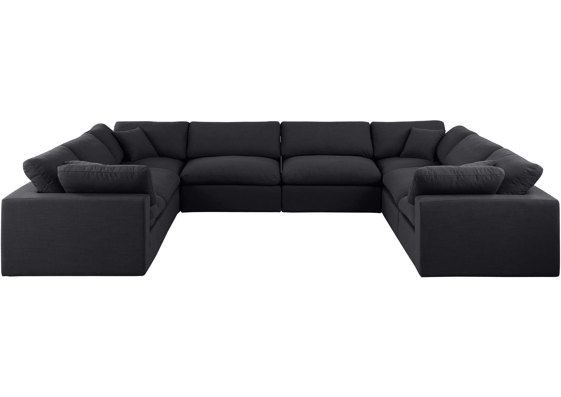 Comfy Black Linen Textured Fabric Modular Sectional,Meridian Furniture