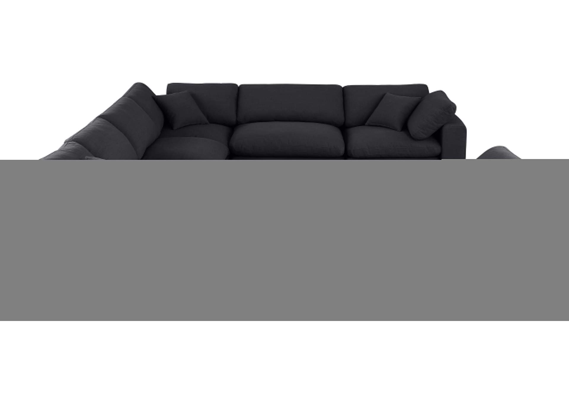 Comfy Black Linen Textured Fabric Modular Sectional,Meridian Furniture