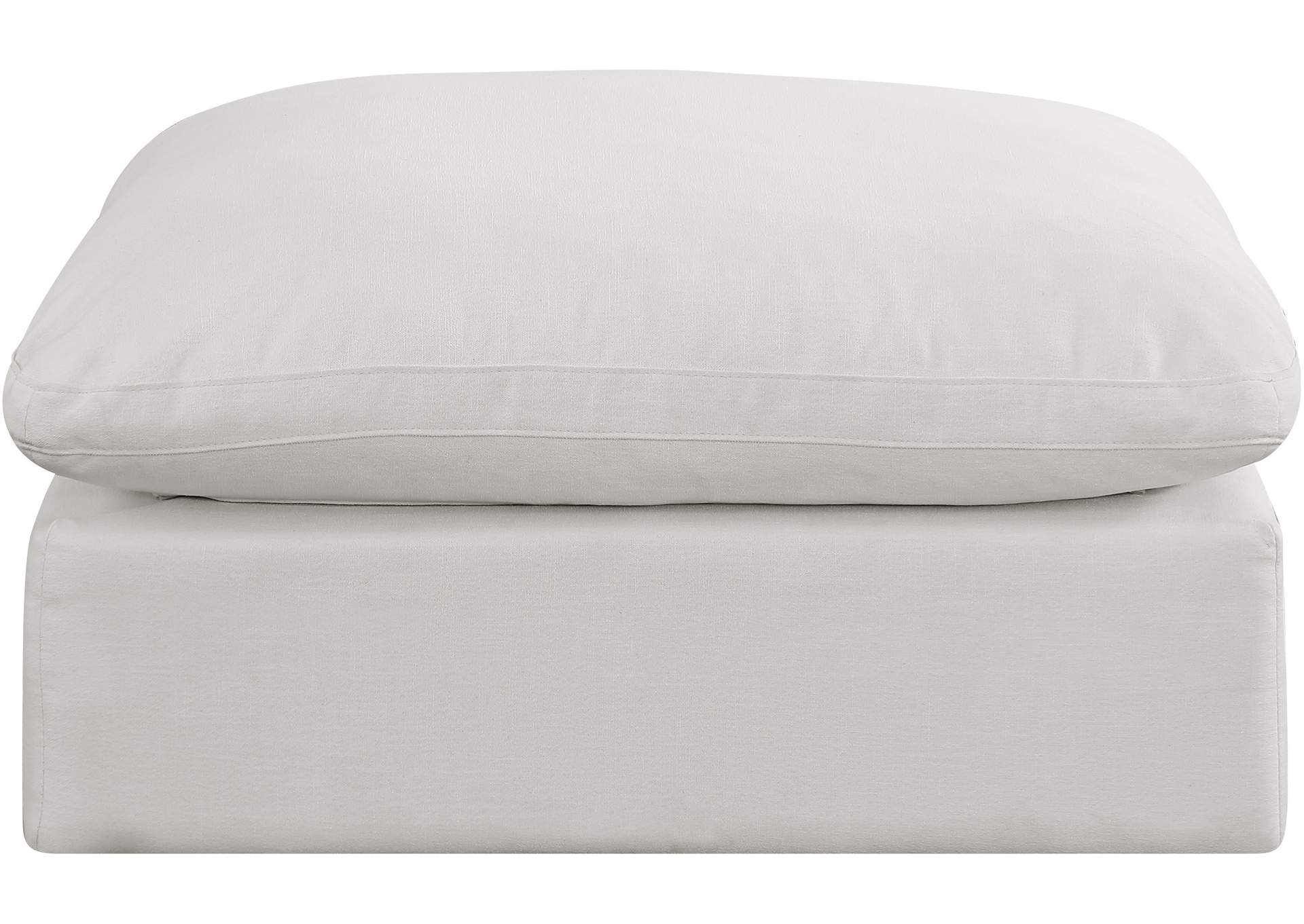 Comfy Cream Linen Textured Fabric Modular Ottoman,Meridian Furniture