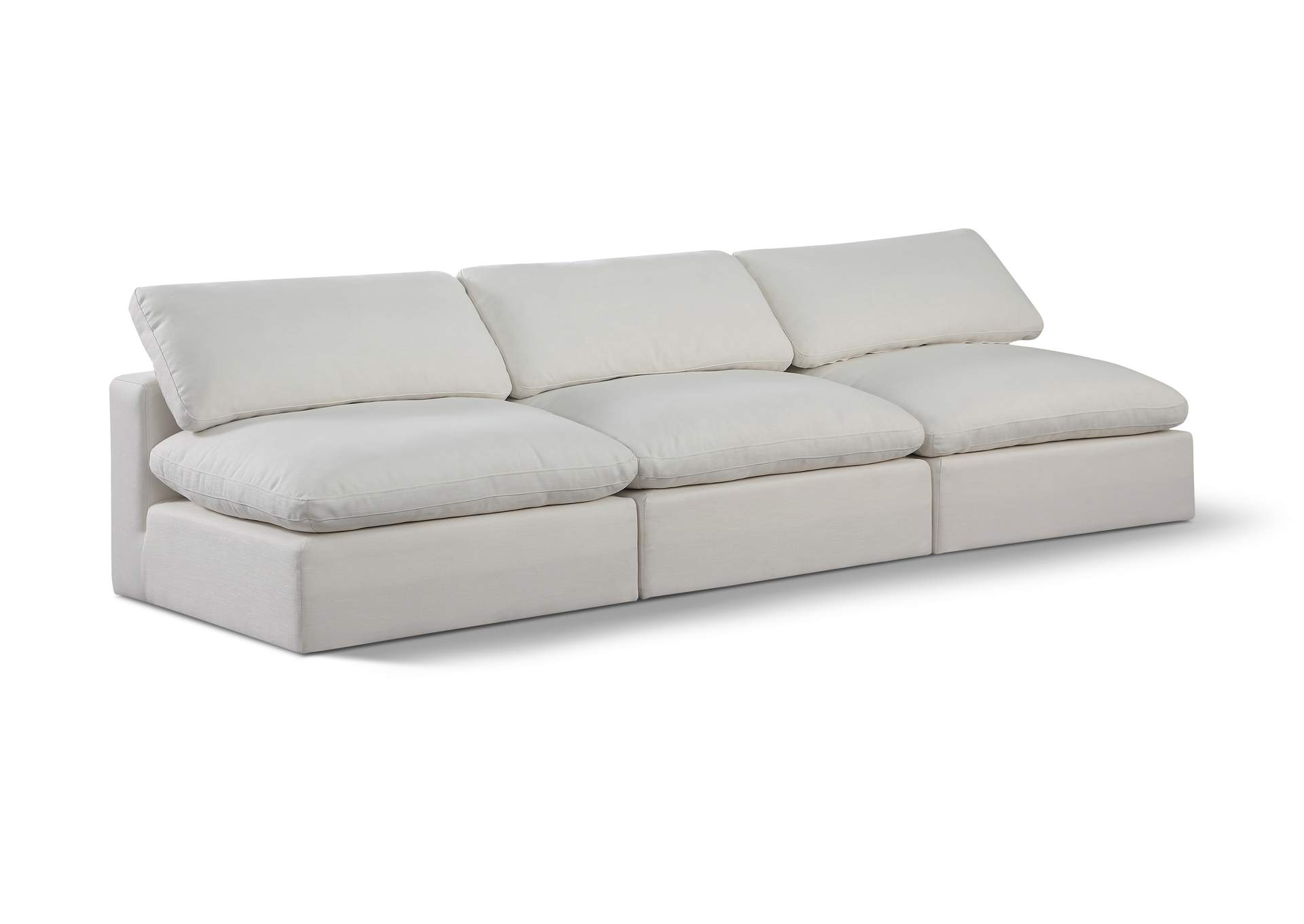 Comfy Cream Linen Textured Fabric Modular Sofa,Meridian Furniture