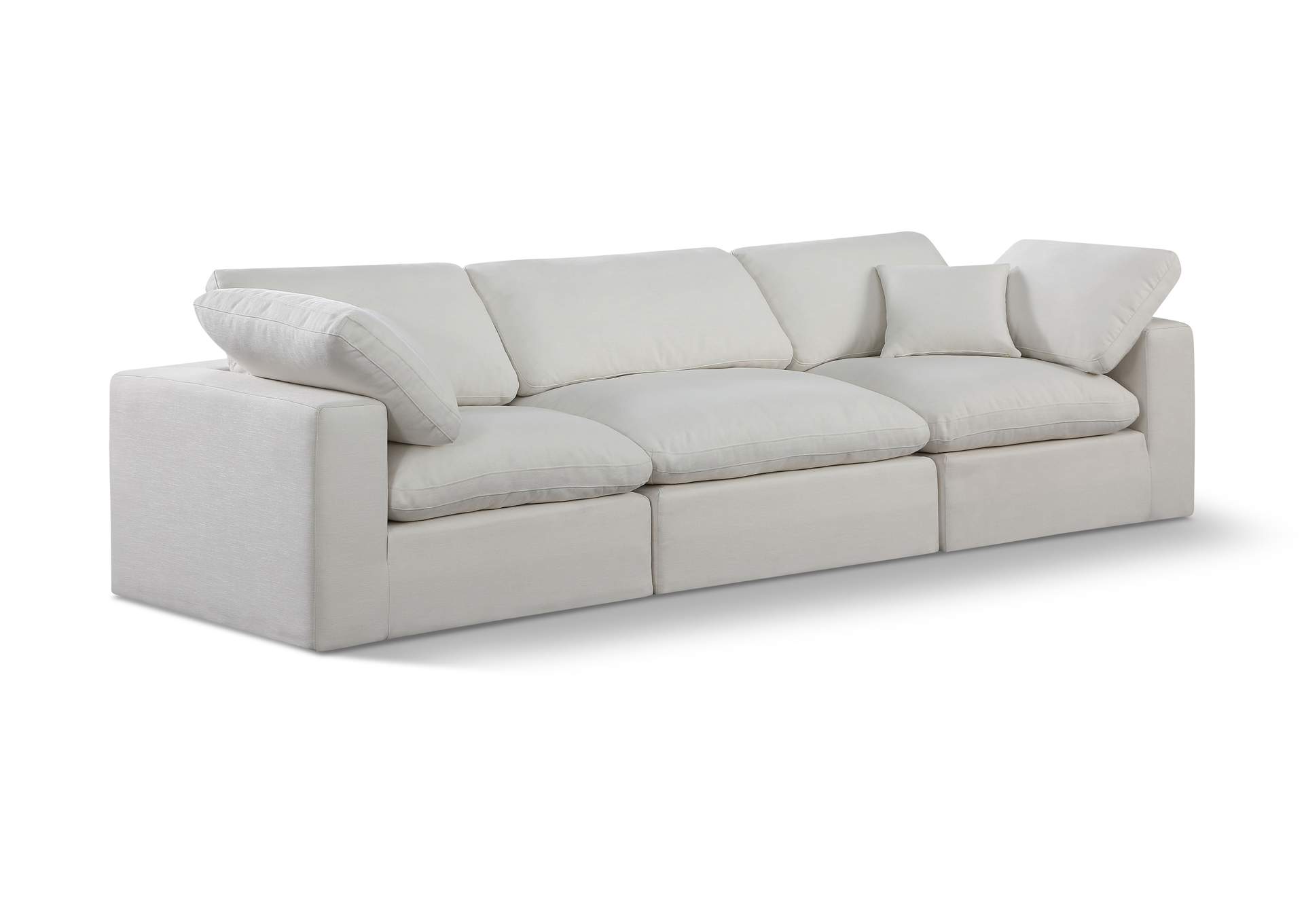 Comfy Cream Linen Textured Fabric Modular Sofa,Meridian Furniture