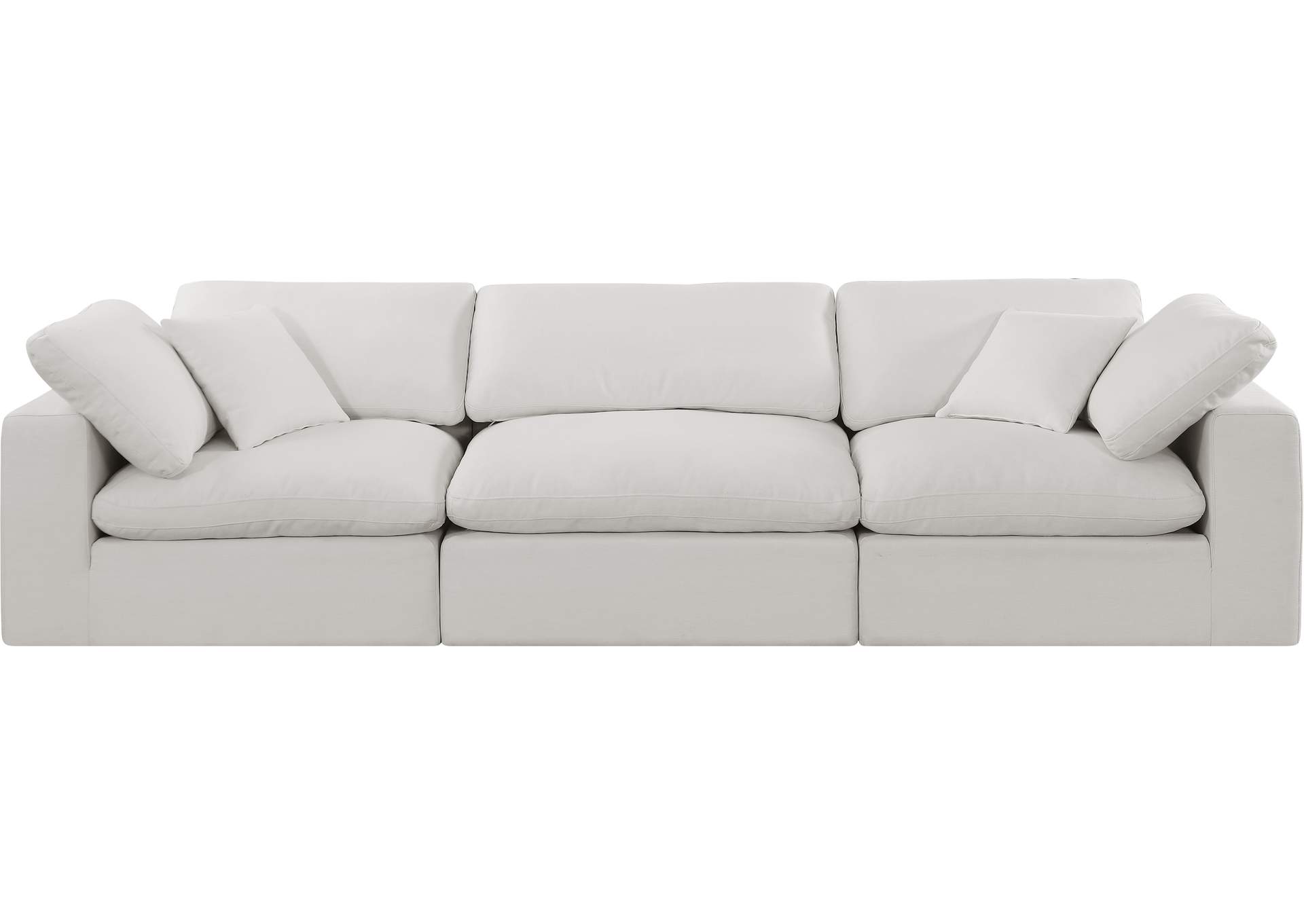 Comfy Cream Linen Textured Fabric Modular Sofa,Meridian Furniture