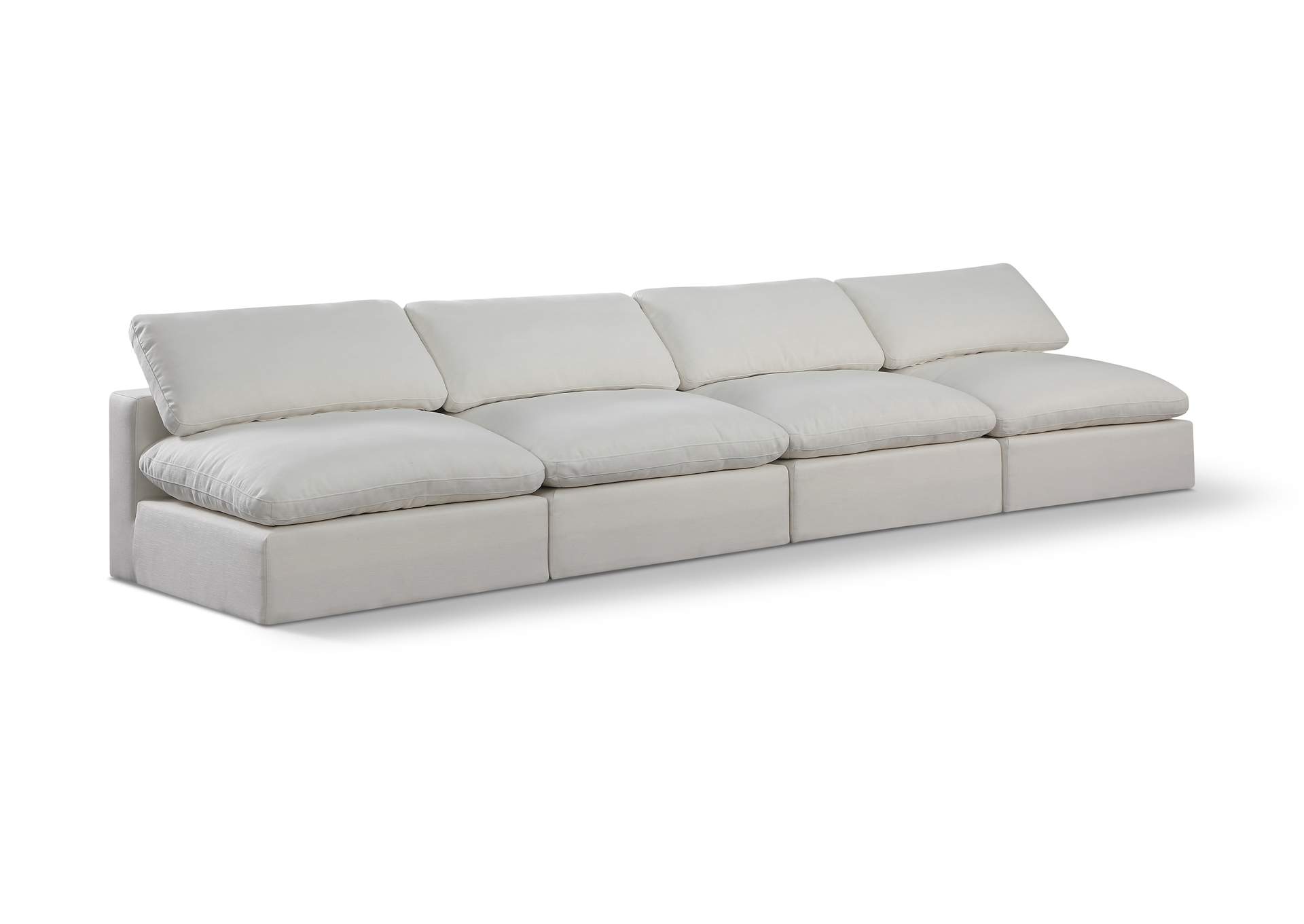 Comfy Cream Linen Textured Fabric Modular Sofa,Meridian Furniture