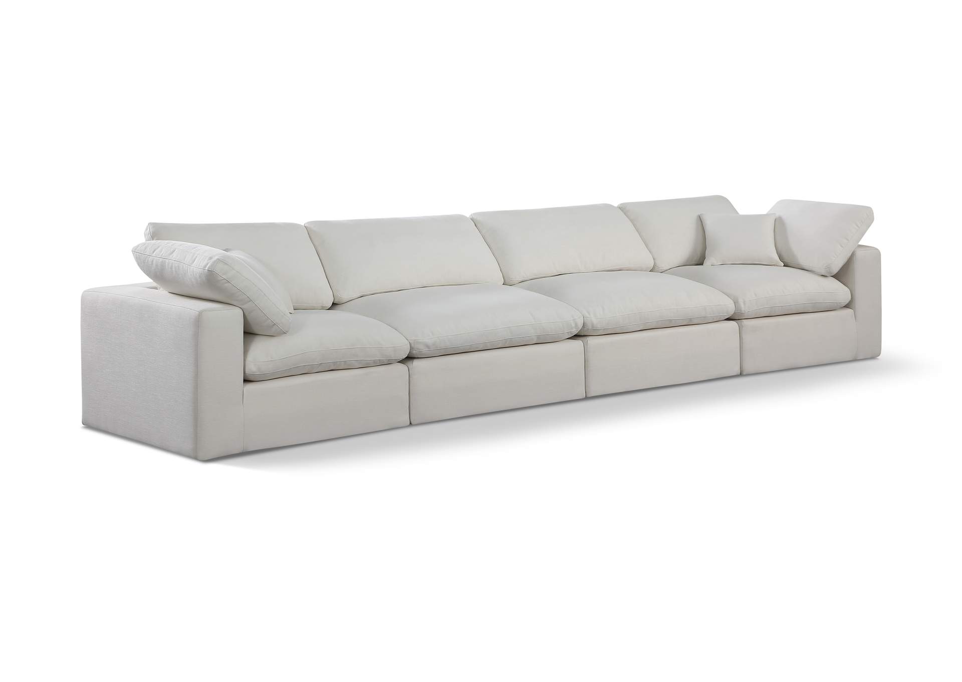 Comfy Cream Linen Textured Fabric Modular Sofa,Meridian Furniture
