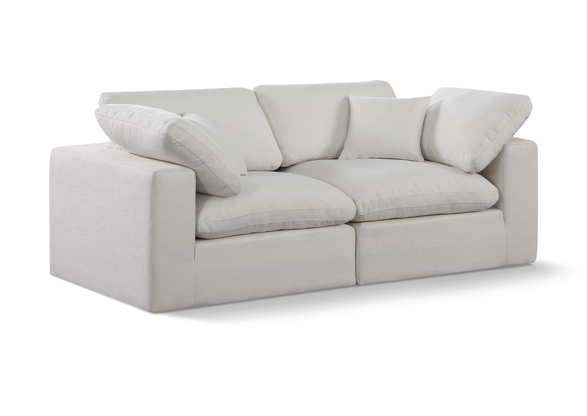 Comfy Cream Linen Textured Fabric Modular Sofa,Meridian Furniture