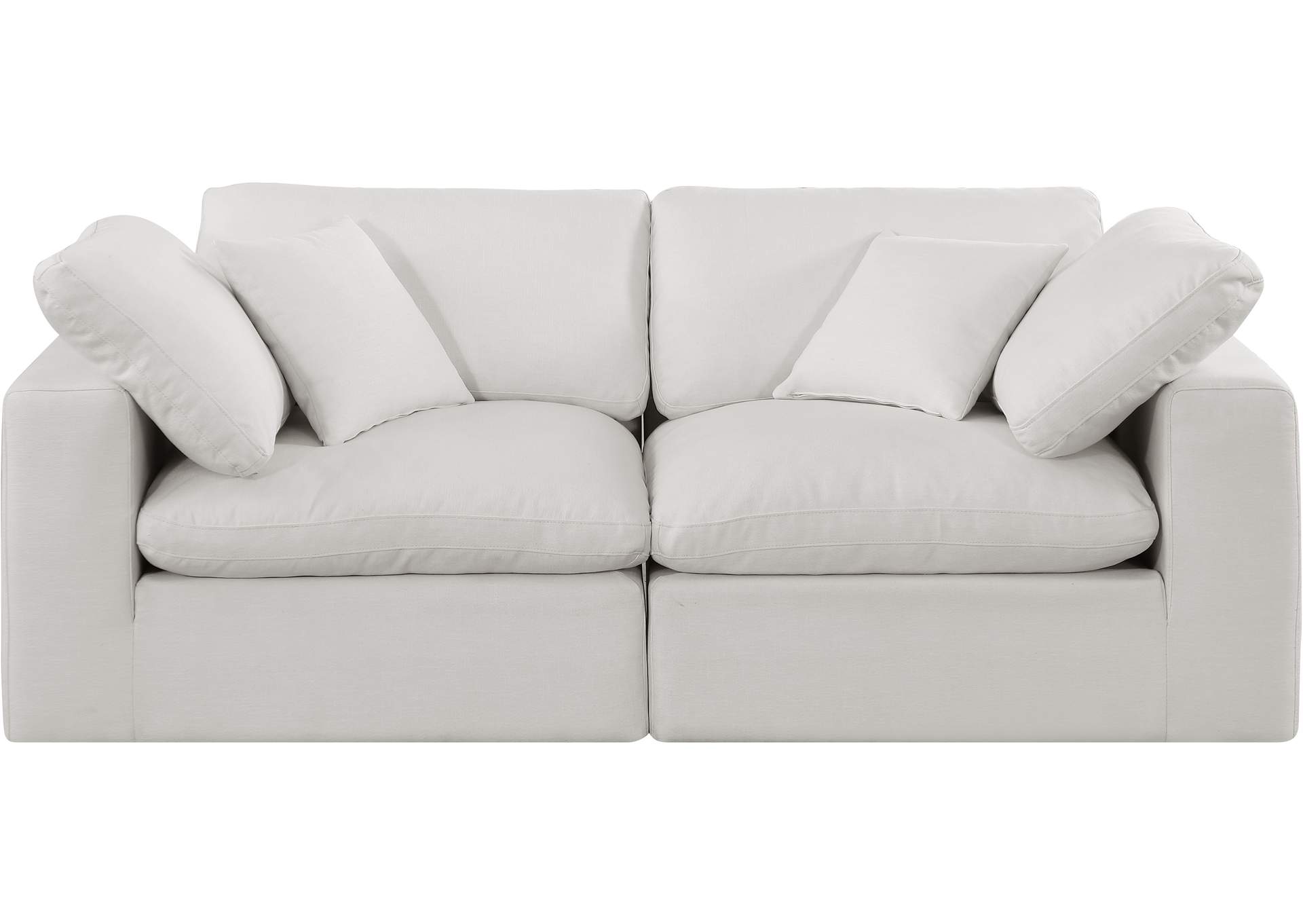 Comfy Cream Linen Textured Fabric Modular Sofa,Meridian Furniture