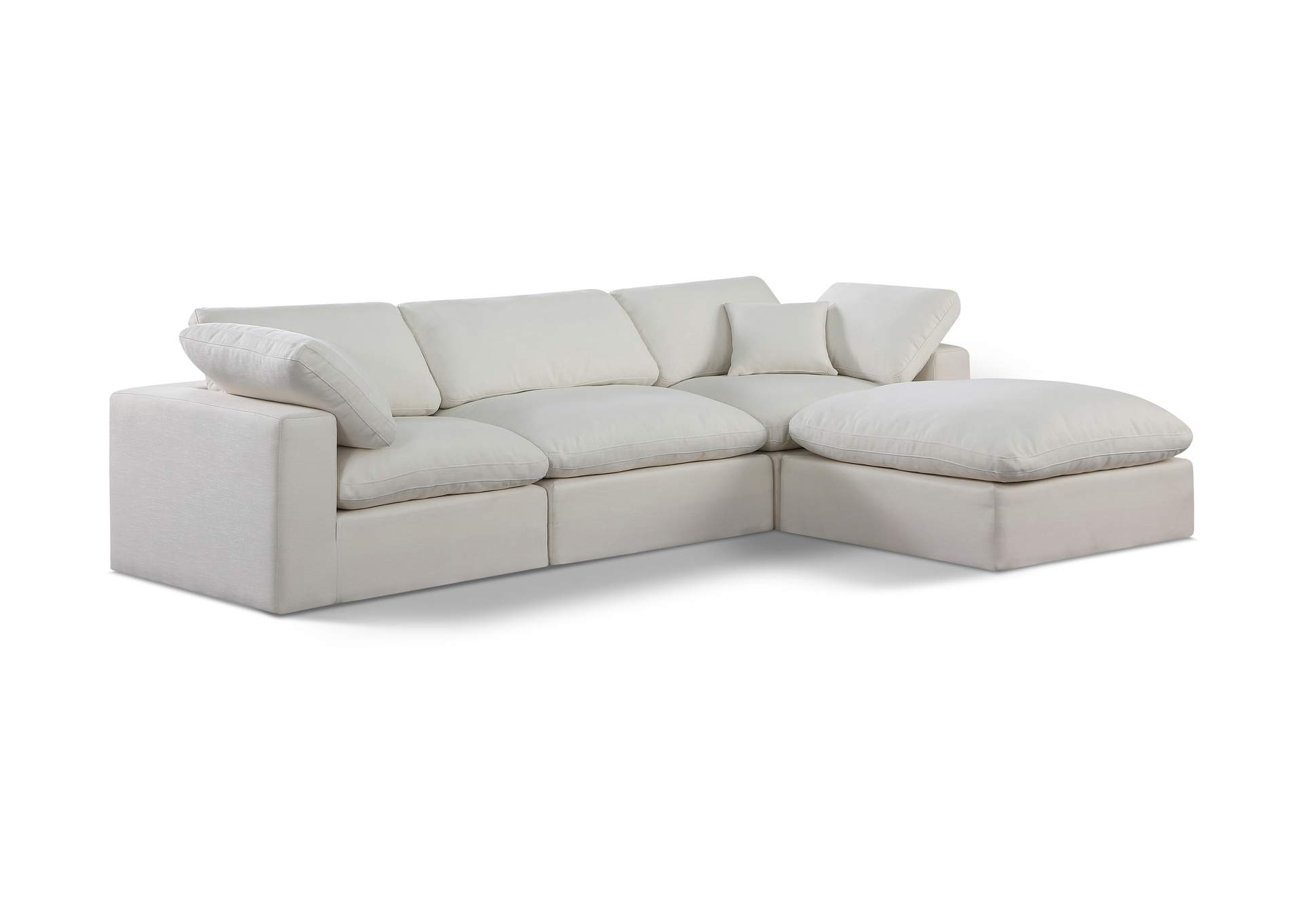 Comfy Cream Linen Textured Fabric Modular Sectional,Meridian Furniture