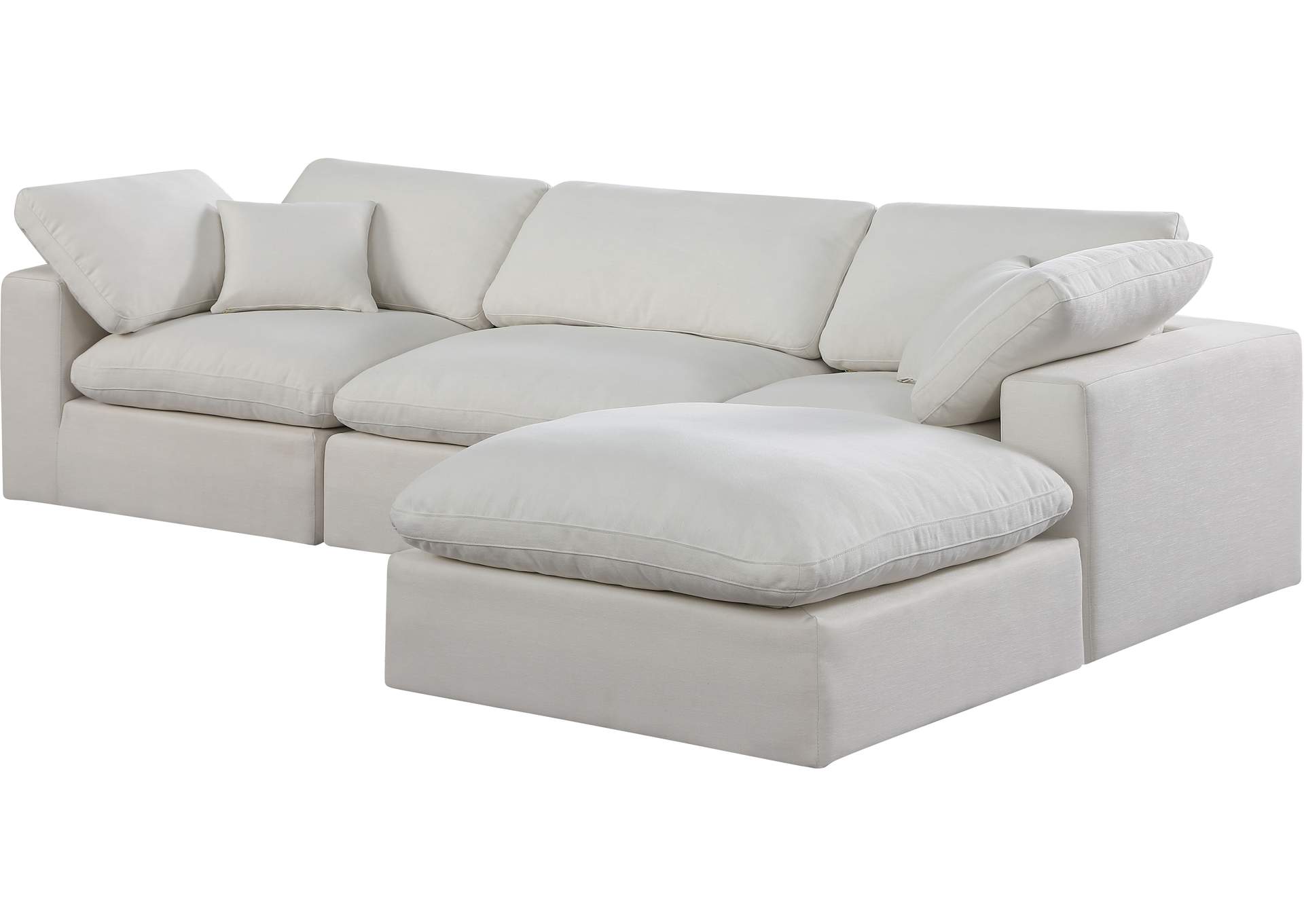 Comfy Cream Linen Textured Fabric Modular Sectional,Meridian Furniture