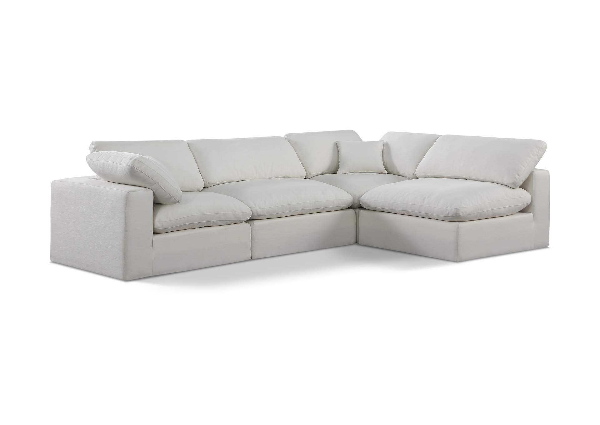 Comfy Cream Linen Textured Fabric Modular Sectional,Meridian Furniture