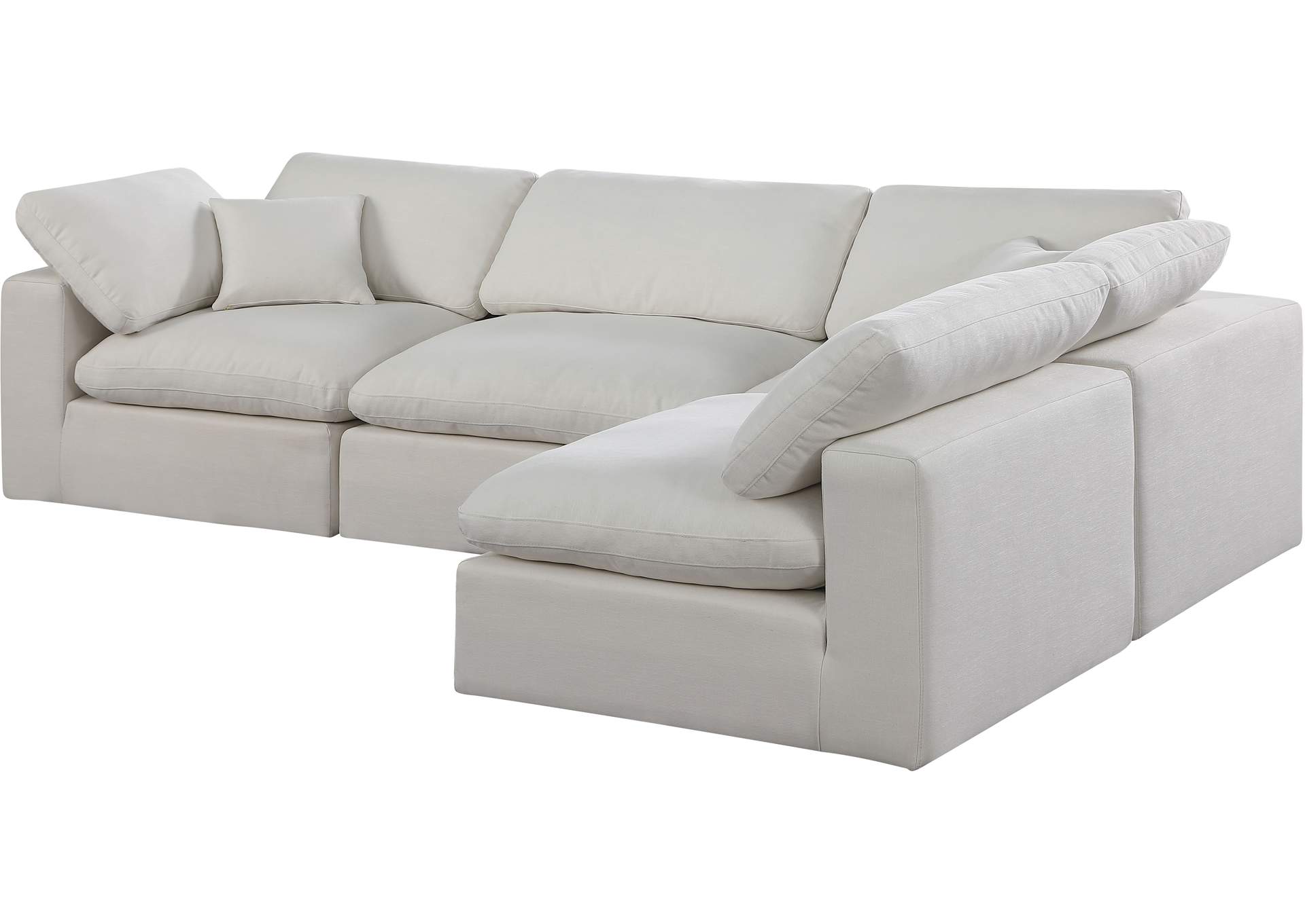 Comfy Cream Linen Textured Fabric Modular Sectional,Meridian Furniture