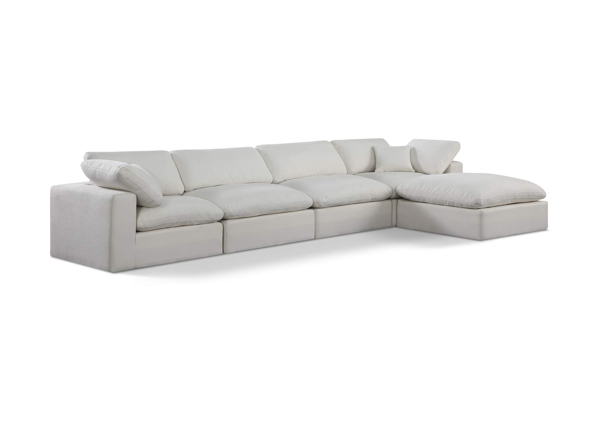 Comfy Cream Linen Textured Fabric Modular Sectional,Meridian Furniture