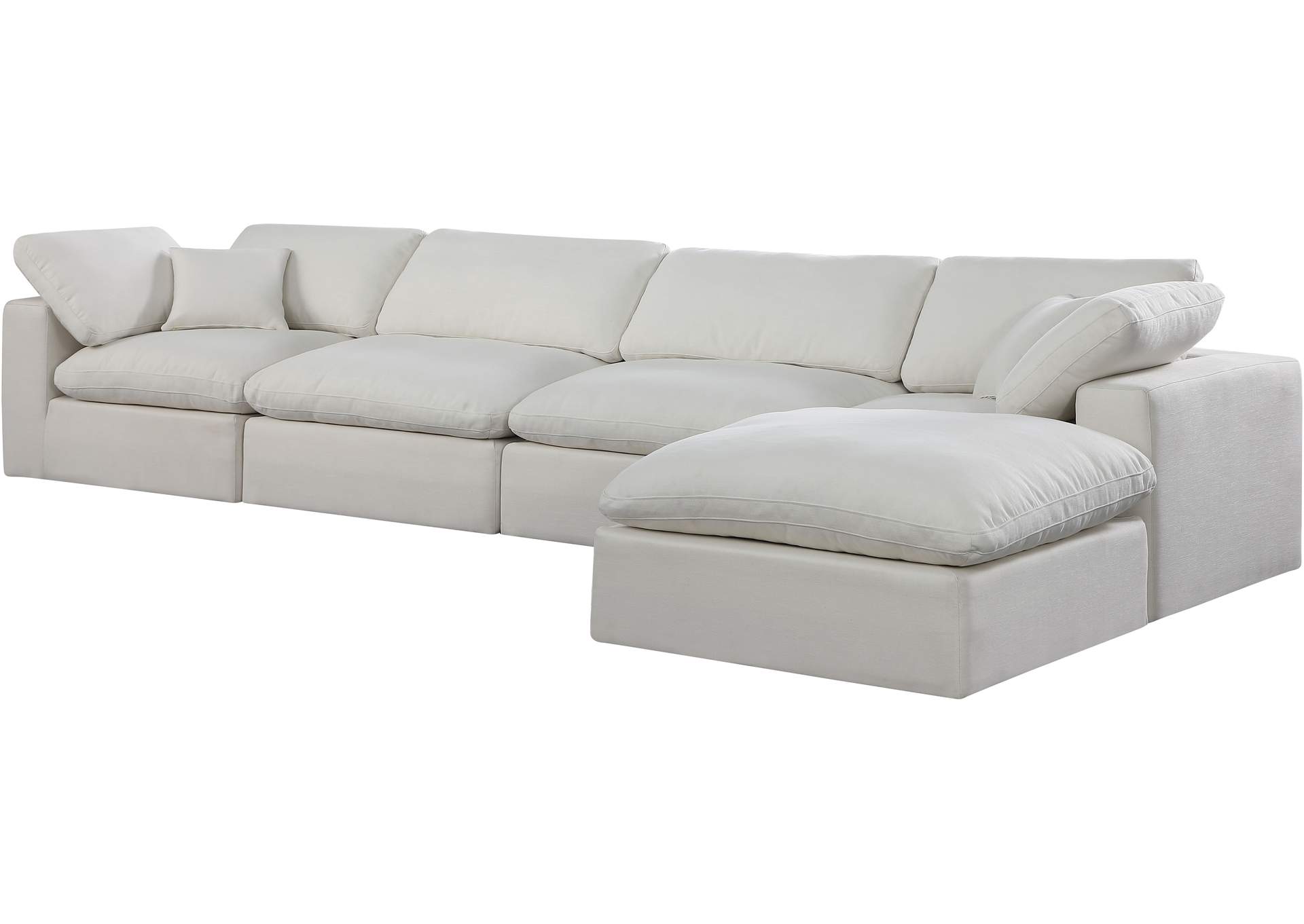 Comfy Cream Linen Textured Fabric Modular Sectional,Meridian Furniture