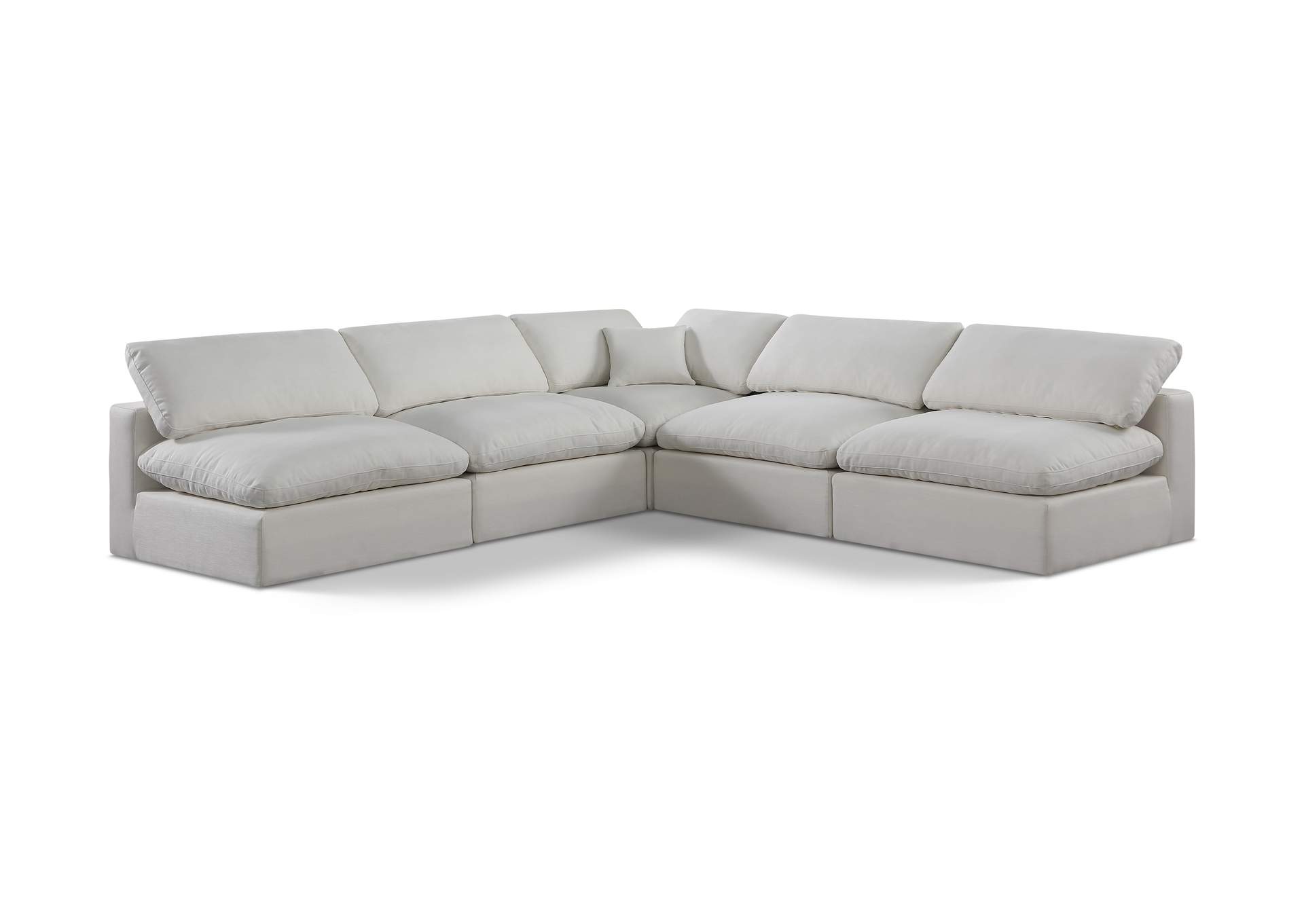 Comfy Cream Linen Textured Fabric Modular Sectional,Meridian Furniture