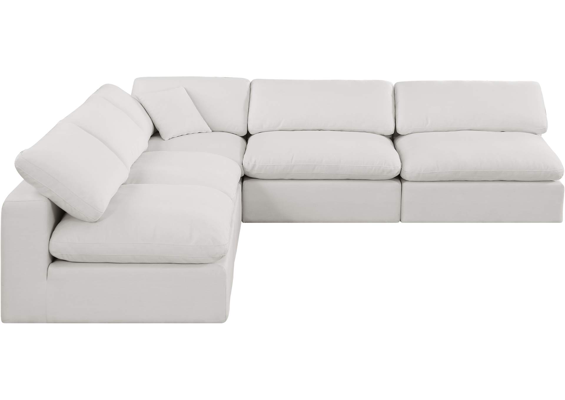 Comfy Cream Linen Textured Fabric Modular Sectional,Meridian Furniture