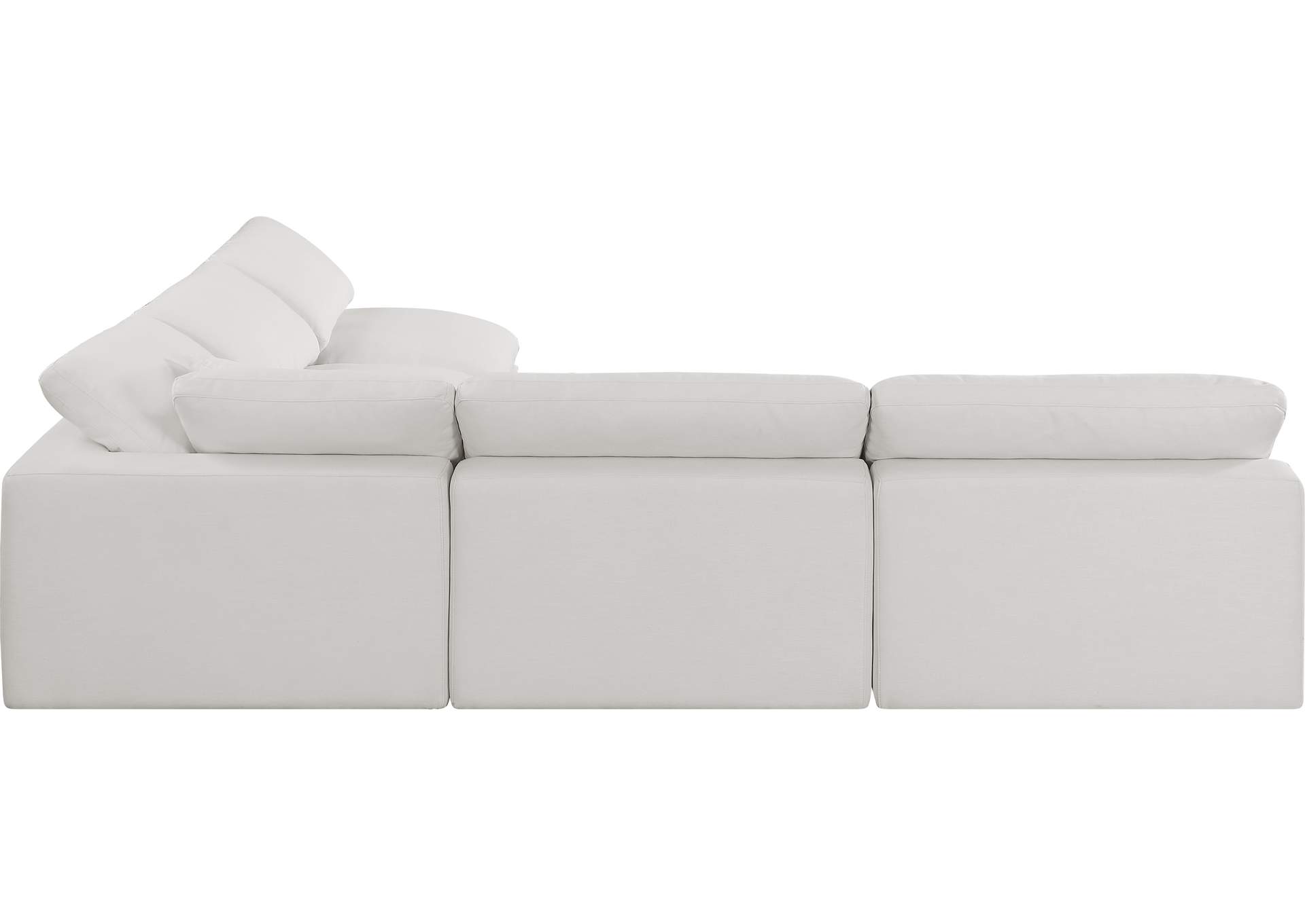 Comfy Cream Linen Textured Fabric Modular Sectional,Meridian Furniture