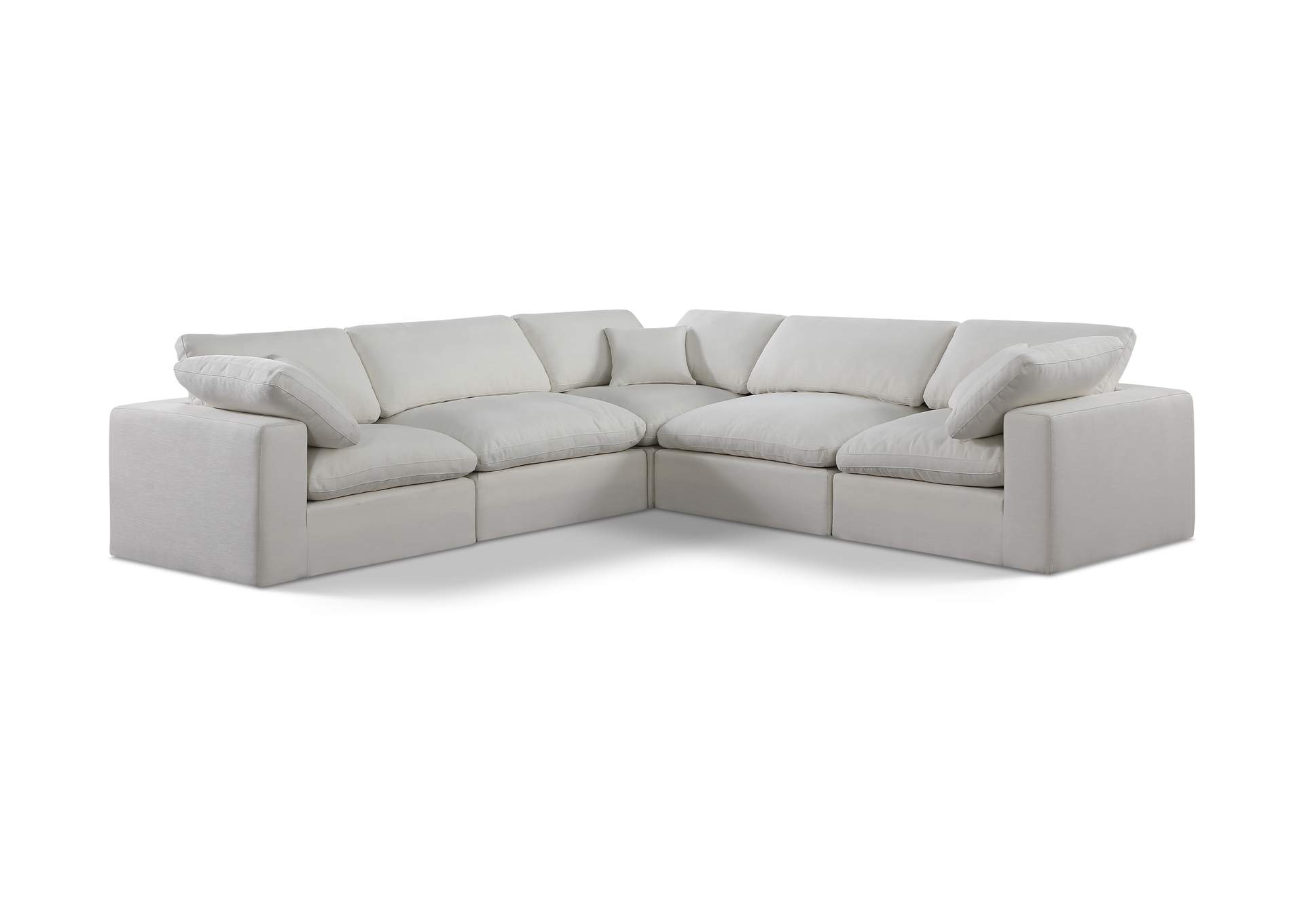 Comfy Cream Linen Textured Fabric Modular Sectional,Meridian Furniture